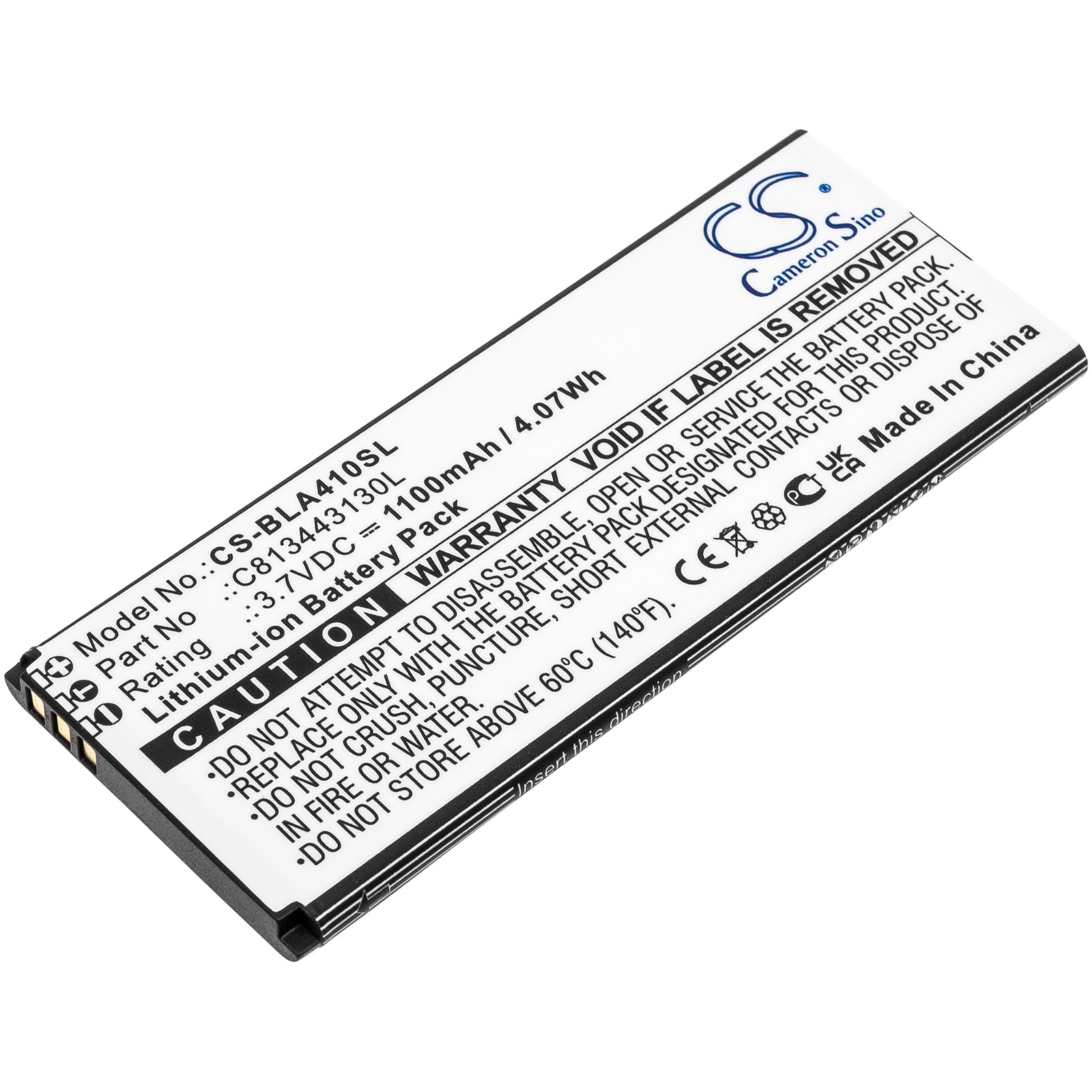 Li-ion, Mobile, SmartPhone Battery fits Blu A410u, Advance A4 2019, 3.7V, 1100mAh Mobile, SmartPhone Cameron Sino Technology Limited