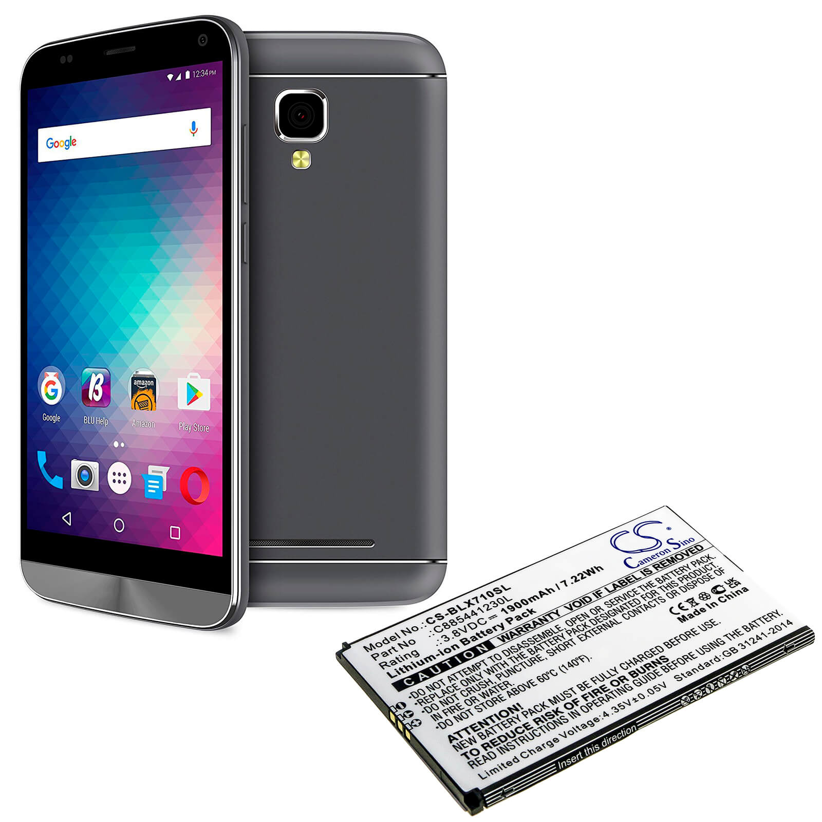 Li-ion Battery fits Blu, d710l, d710u, dash xl 3.8V, 2300mAh Mobile & SmartPhone Cameron Sino Technology Limited