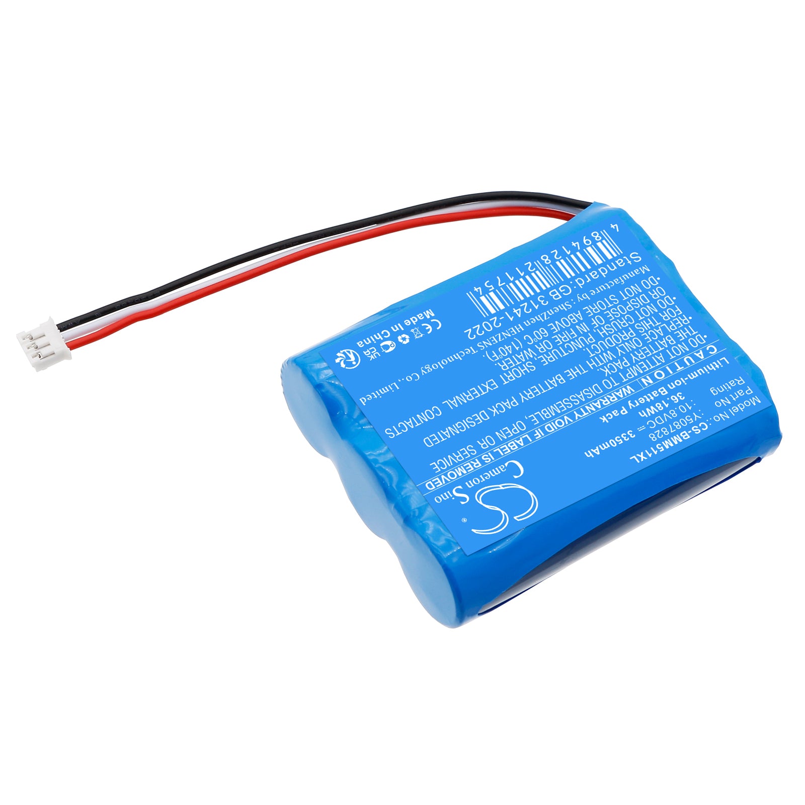 10.8V, Li-ion, 3350mAh, Battery fits Brady M511, 36.18Wh Portable Printer Cameron Sino Technology Limited