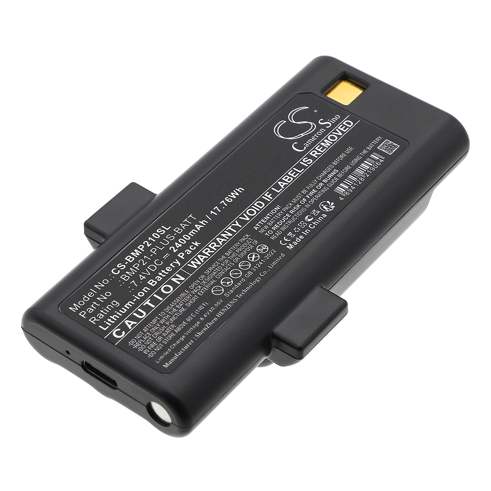 7.4V, Li-ion, 2400mAh, Battery fits Brady BMP21 Plus, BMP21-Lab, 17.76Wh Portable Printer Cameron Sino Technology Limited