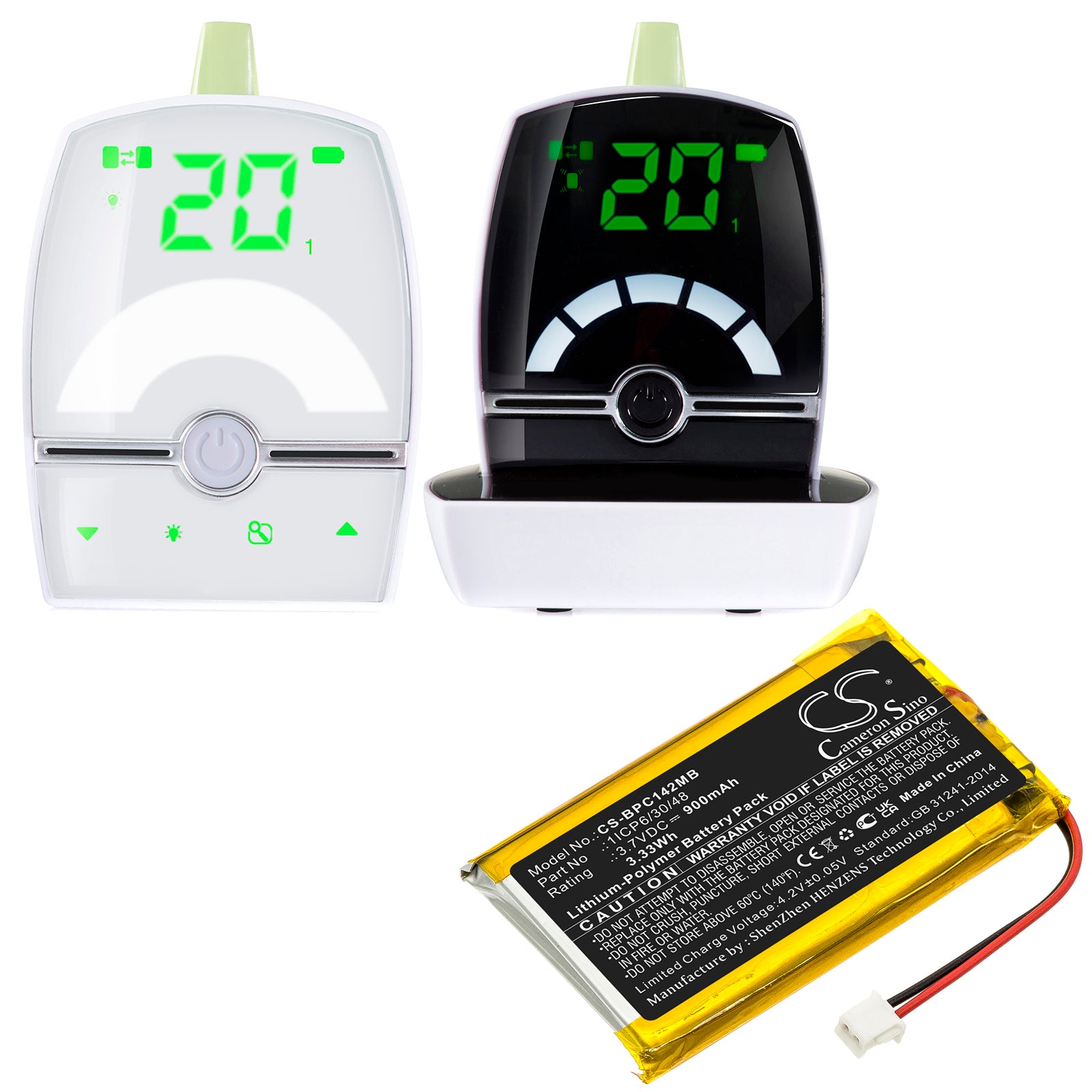 Li-Polymer, BabyPhone Battery fits Babymoov A014414, A014415, 3.7V, 900mAh BabyPhone Cameron Sino Technology Limited