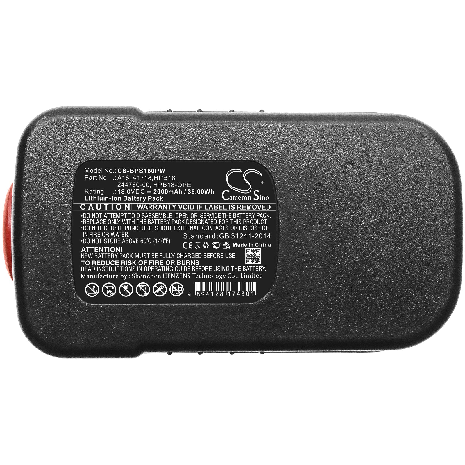 Li-ion, Power Tools Battery fits Black & Decker Bd18psk, Bdgl1800, 18.0V, 2000mAh Power Tools Cameron Sino Technology Limited