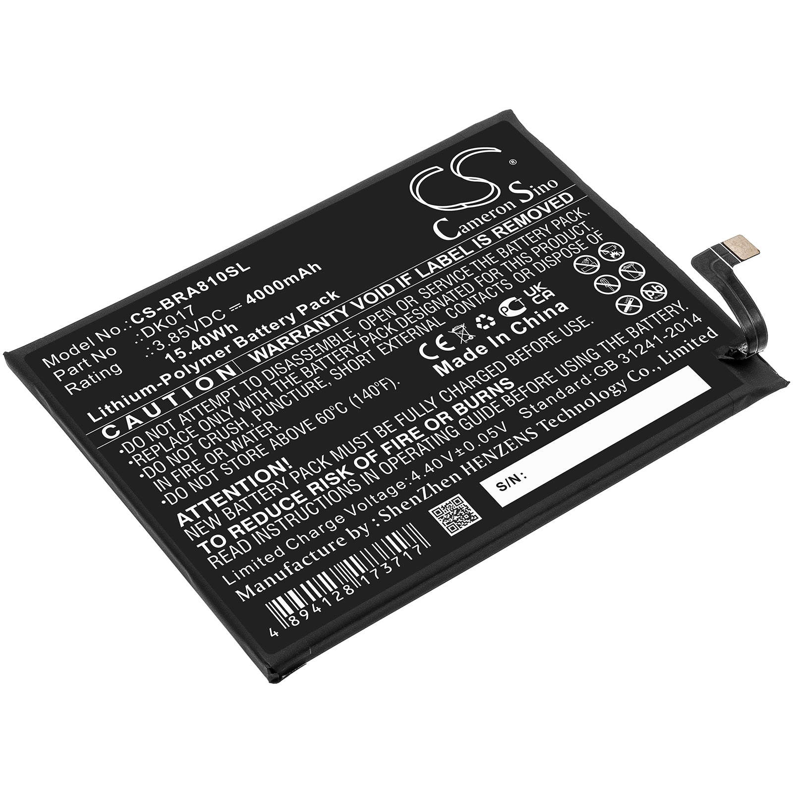 Li-Polymer, Mobile, SmartPhone Battery fits Blackview A80 Pro, 3.85V, 4000mAh Mobile, SmartPhone Cameron Sino Technology Limited