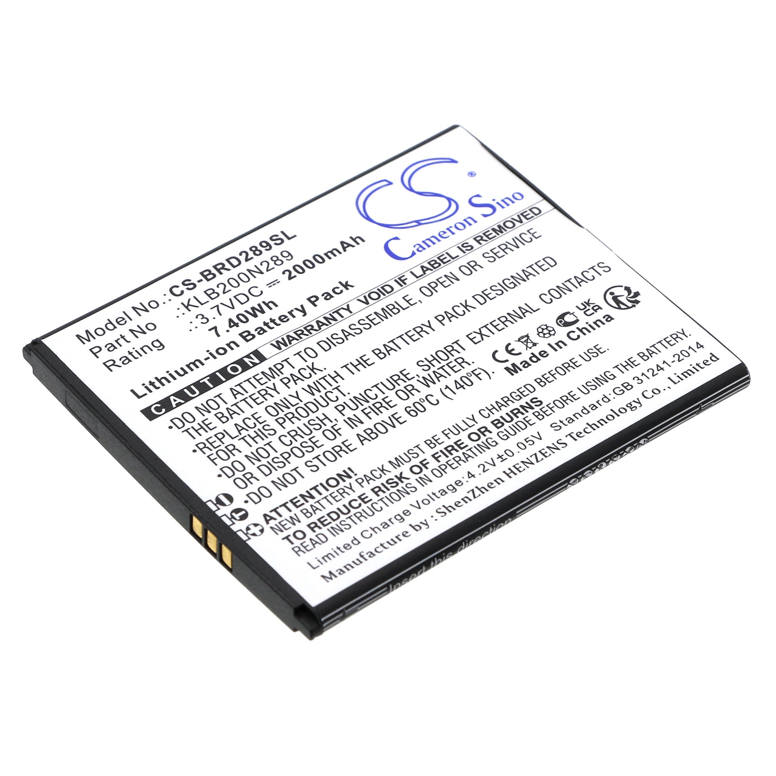 Li-ion, Mobile, SmartPhone Battery fits Brondi Centurion 1, 3.7V, 2000mAh Mobile, SmartPhone Cameron Sino Technology Limited