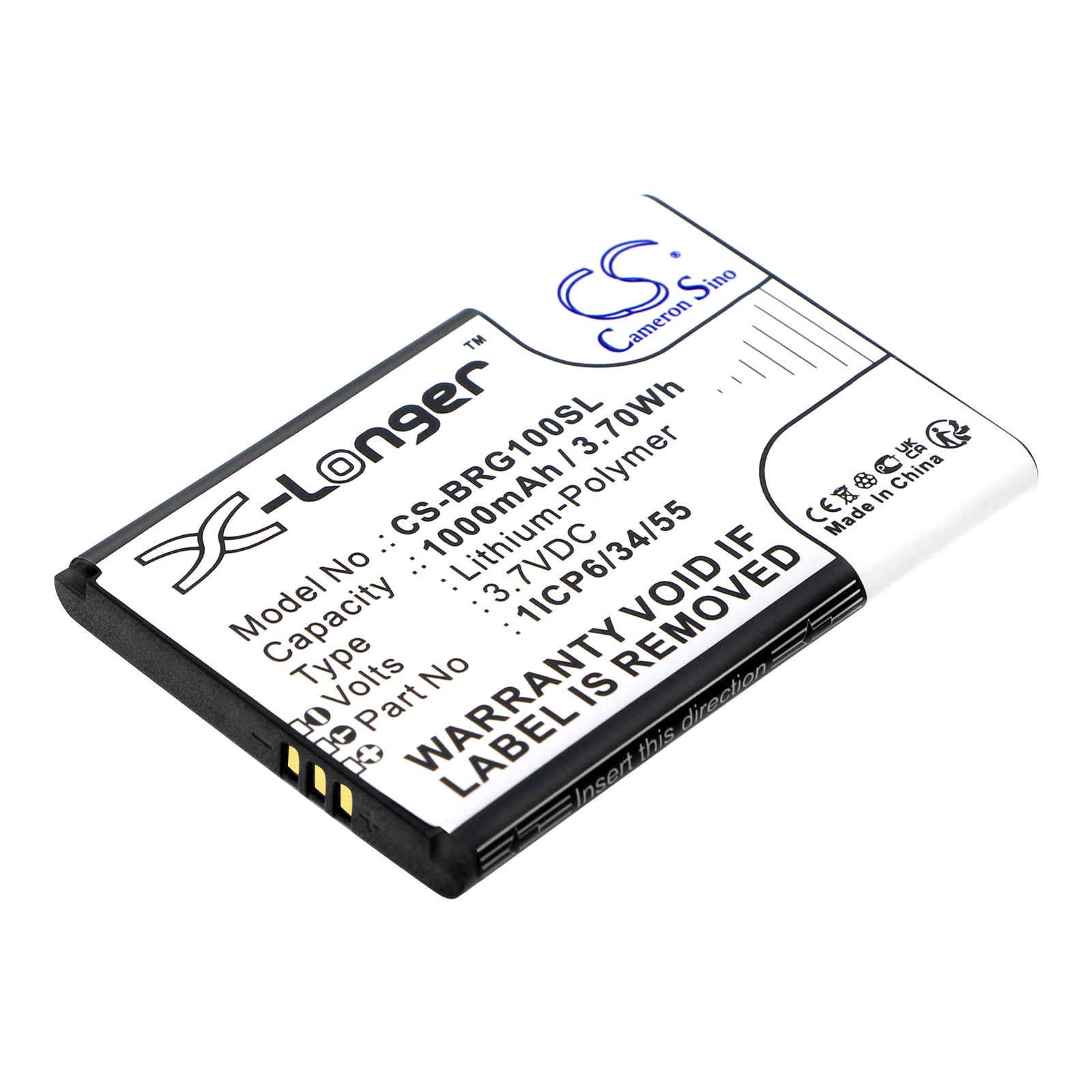 Li-Polymer, Mobile, SmartPhone Battery fits Brondi Amico Gentile, 3.7V, 1000mAh Mobile, SmartPhone Cameron Sino Technology Limited