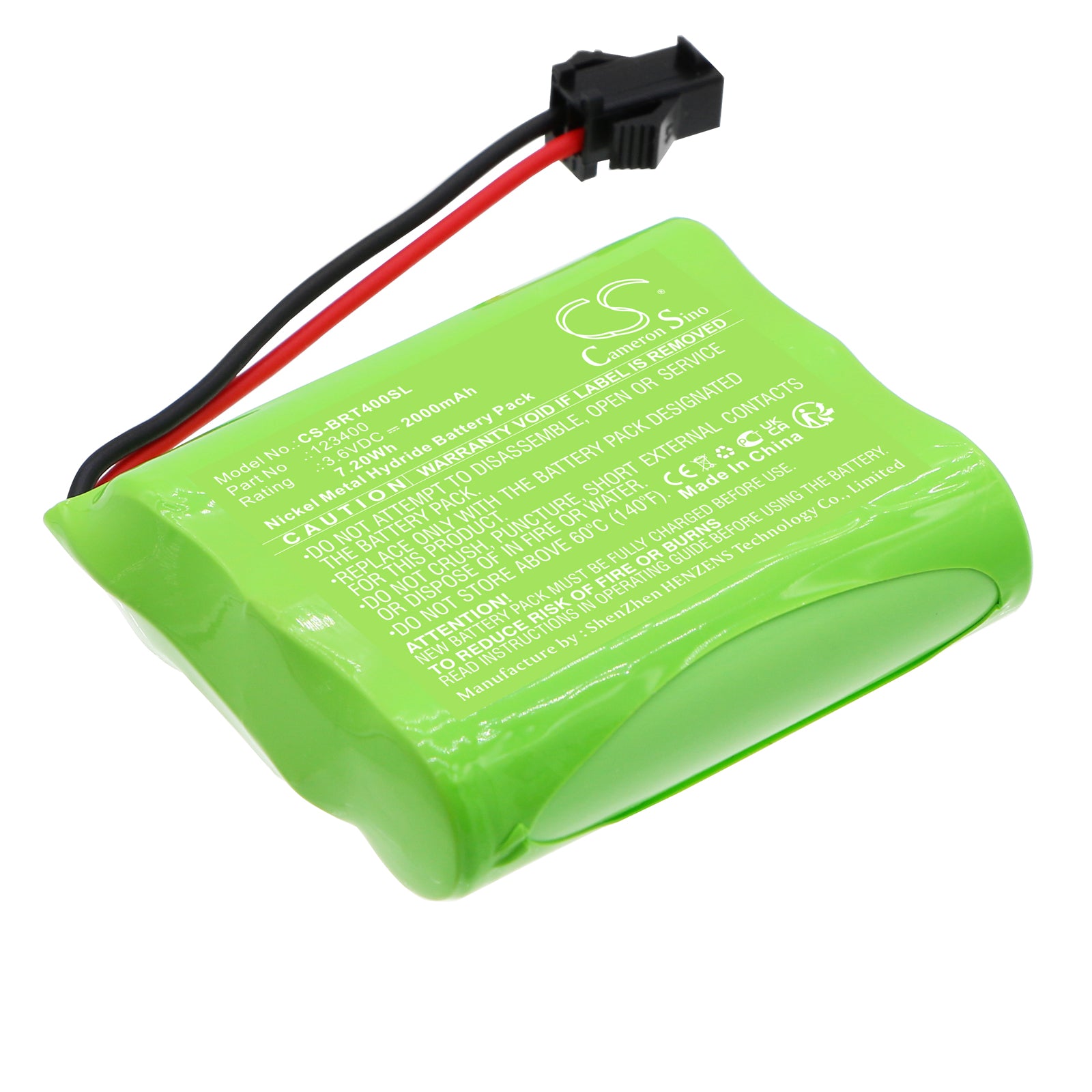 Ni-MH, Cosmetic Mirror Battery fits Bravat 413610, 413810, 3.6V, 2000mAh Cosmetic Mirror Cameron Sino Technology Limited