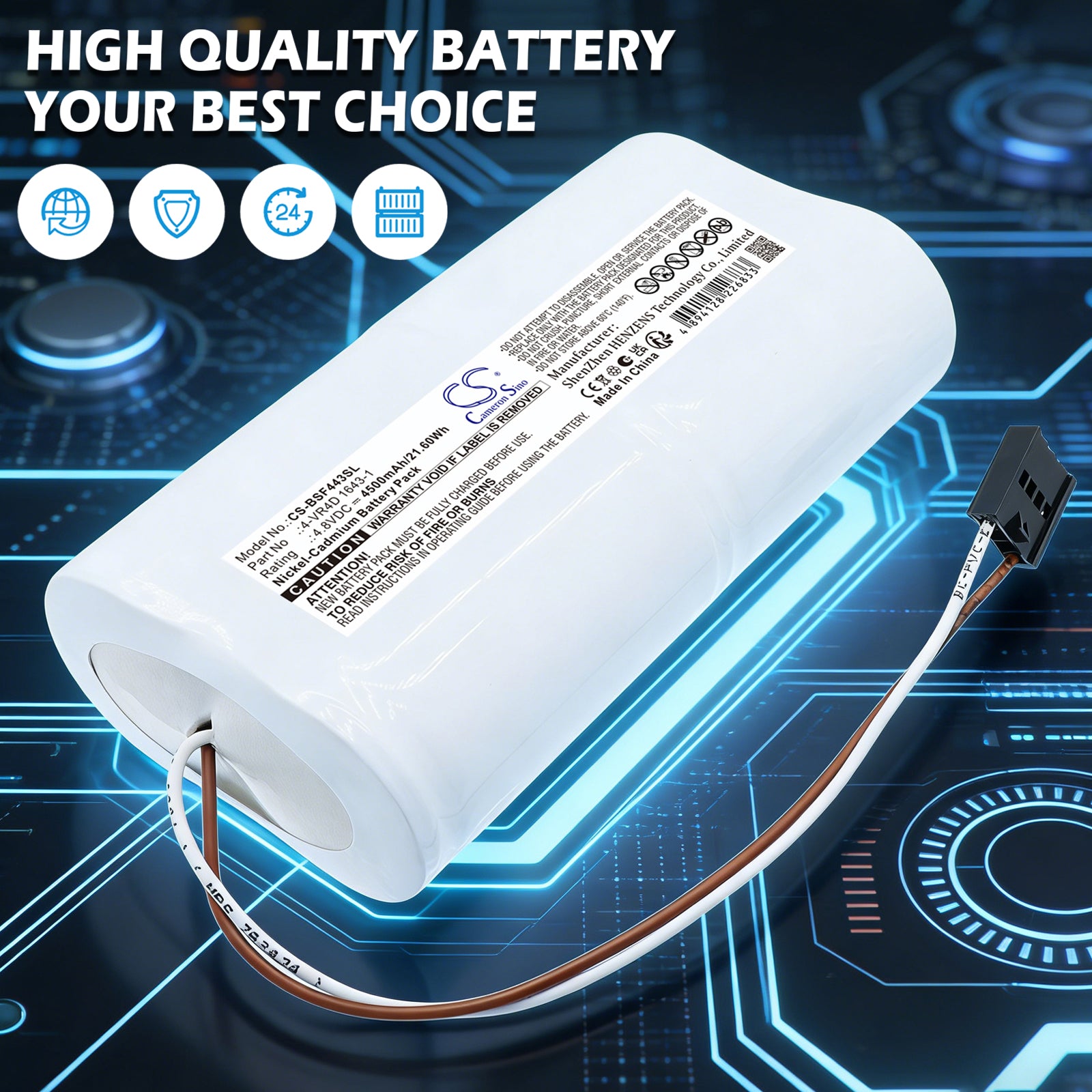 4.8V, Ni-CD, 4500mAh, Battery fits BOSCH 680 S, FACOM GTR68, 21.60Wh Equipment, Survey, Test Cameron Sino Technology Limited