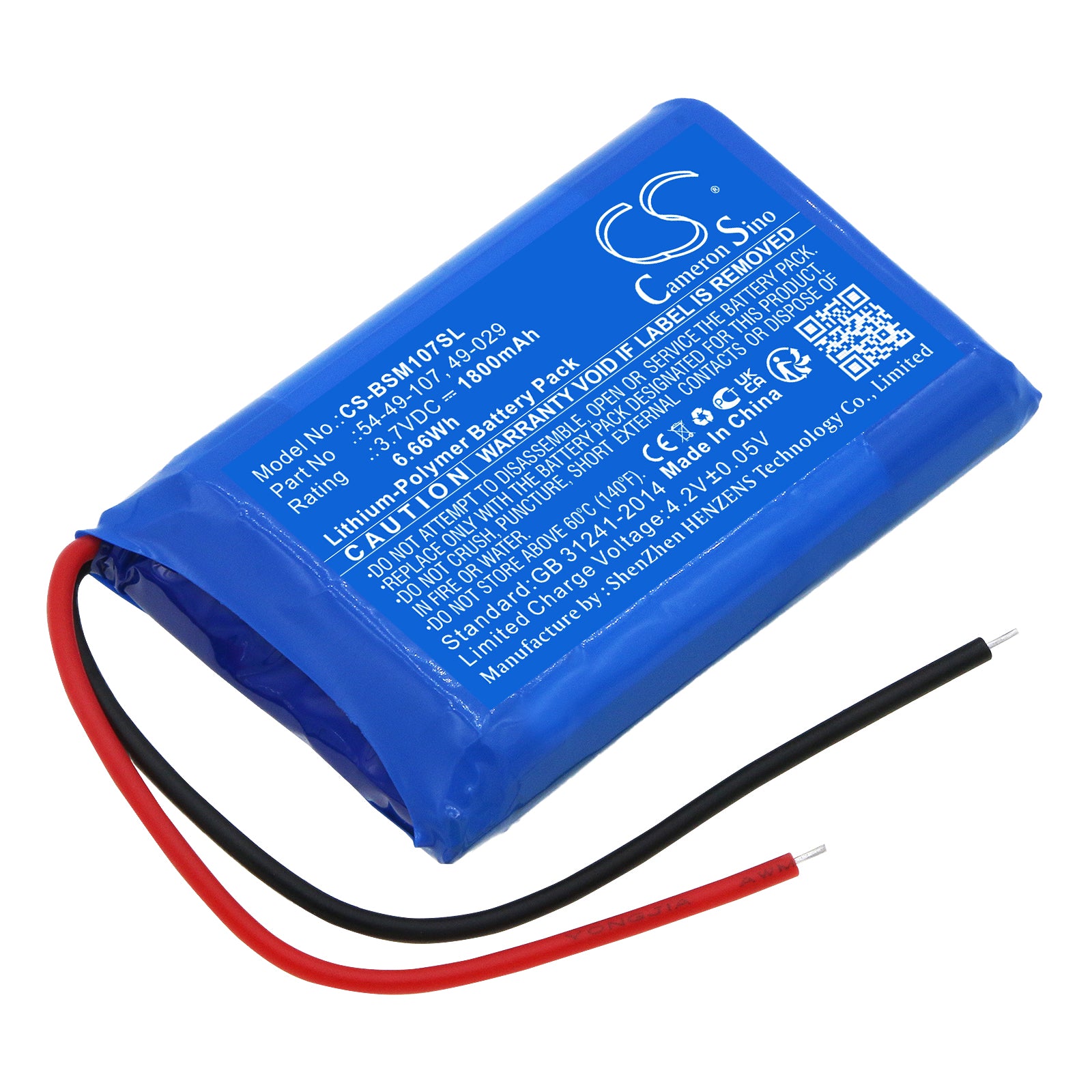 Li-Polymer, Equipment, Survey, Test Battery fits Biosystems Multipro Multigas Monitor, 3.7V, 1800mAh Equipment, Survey, Test Cameron Sino Technology Limited