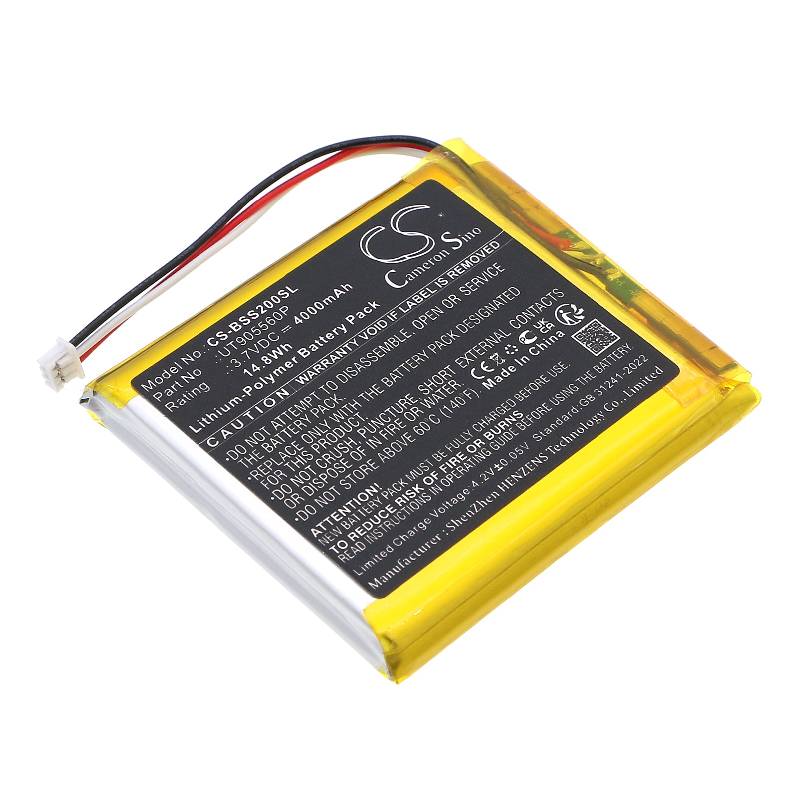 3.7V, Li-Polymer, 4000mAh, Battery fits Babysense BBM01, BBM03, 14.8Wh BabyPhone Cameron Sino Technology Limited