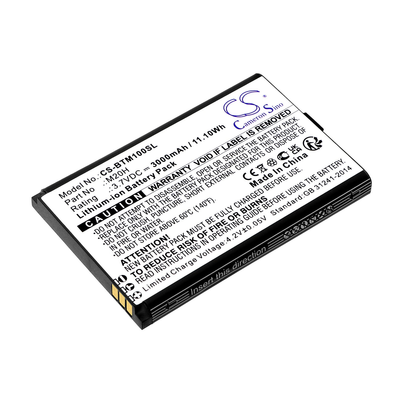 Li-ion, Hotspot Battery fits Smrat Pro M028at, Benteng M100, 3.7V, 3000mAh Hotspot Cameron Sino Technology Limited