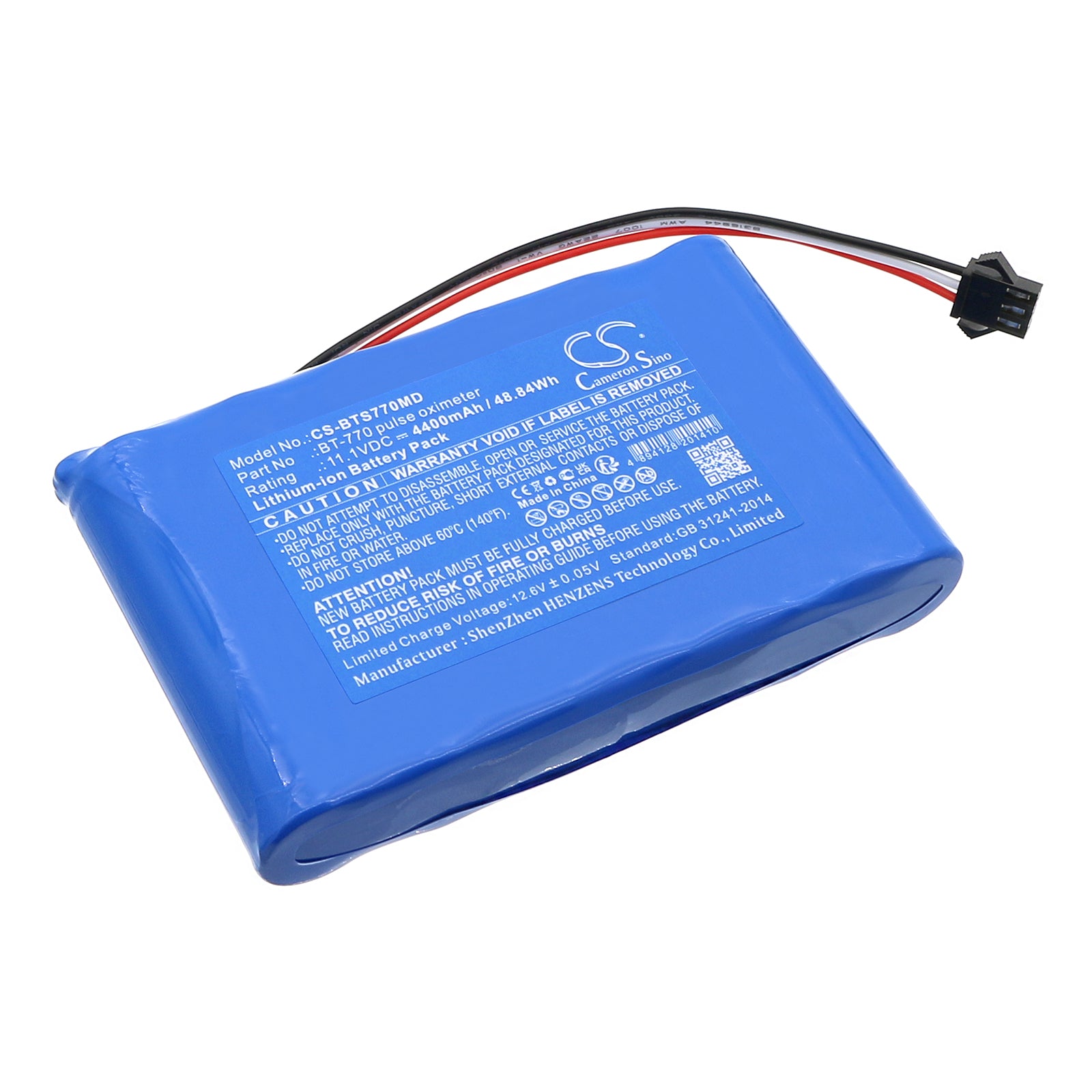 Li-ion, Medical Battery fits Bistos Bt740 Pulse Oximeter, Bt-740 Pulse Oximeter, 11.1V, 4400mAh Medical Cameron Sino Technology Limited
