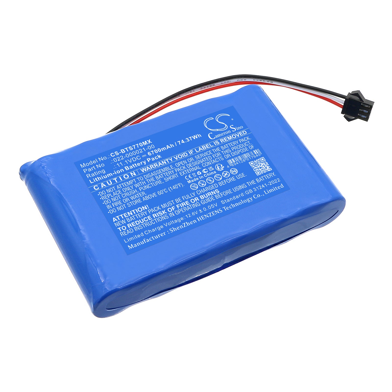 11.1V, Li-ion, 6700mAh, Battery fits Bistos BT-740 pulse oximeter, BT-770 pulse oximeter, 74.37Wh Medical Cameron Sino Technology Limited