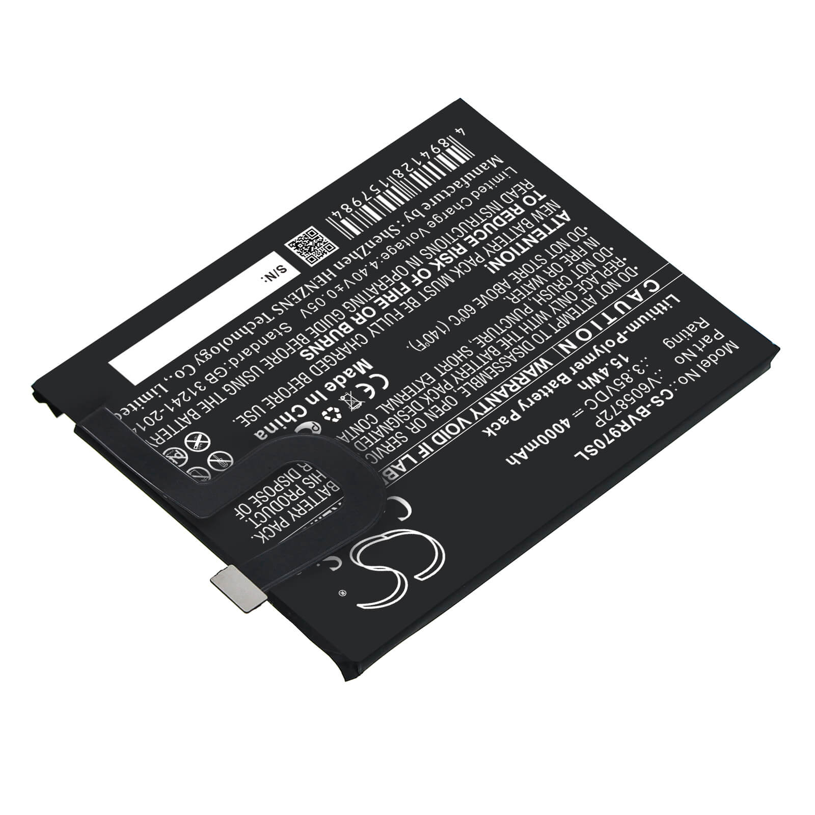 Li-Polymer Battery fits Blackview, V605872p 3.85V, 4100mAh Mobile & SmartPhone Cameron Sino Technology Limited