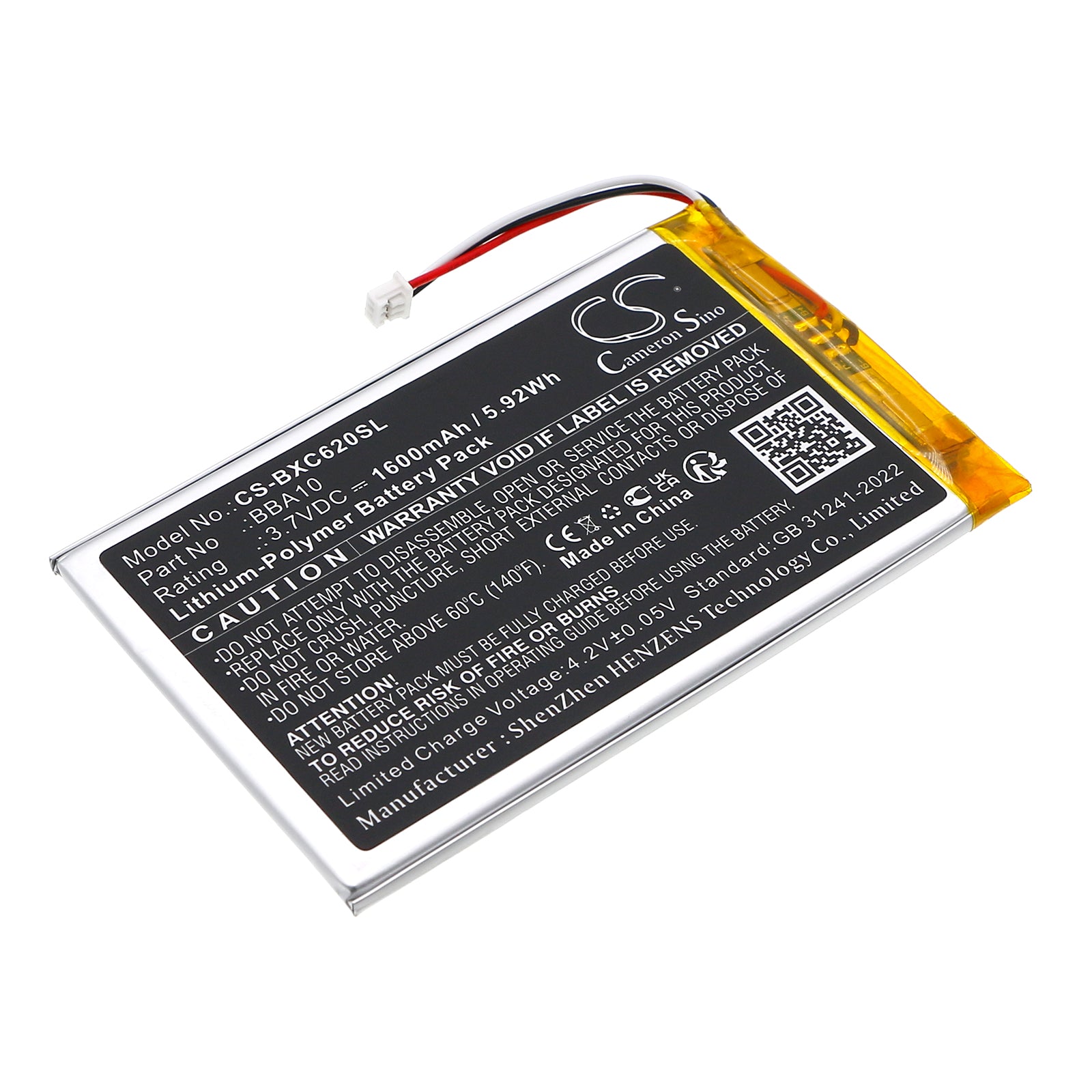 3.7V, Li-Polymer, 1600mAh, Battery fits Onyx BOOX 60, BOOX i62M Victoria, 5.92Wh E-book, E-reader Cameron Sino Technology Limited