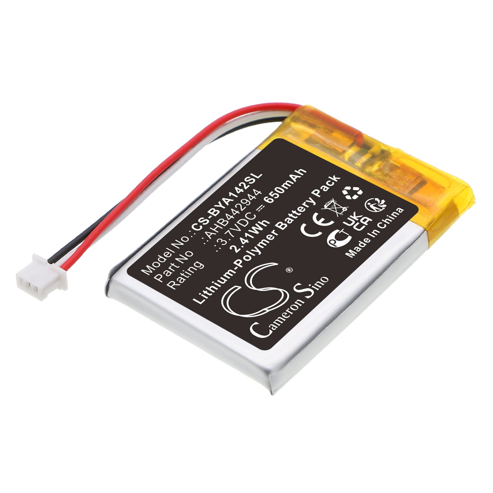 3.7V, Li-Polymer, 650mAh, Battery fits Babymoov A014204, A014303, 2.41Wh BabyPhone Cameron Sino Technology Limited