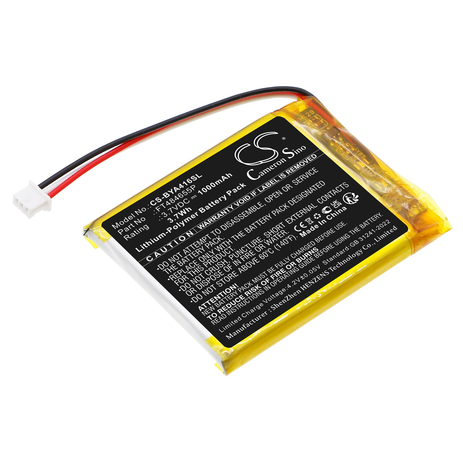 3.7V, Li-Polymer, 1000mAh, Battery fits Babymoov A014416, A014422, 3.7Wh BabyPhone Cameron Sino Technology Limited