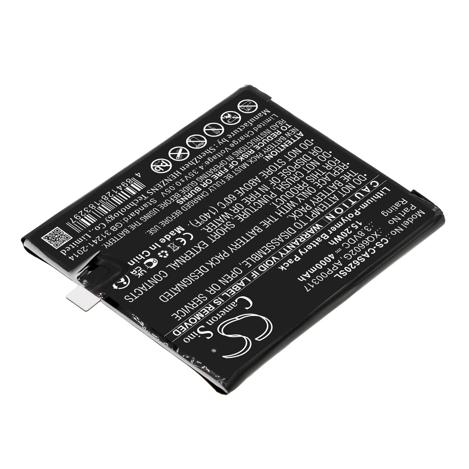 Li-Polymer, Mobile, SmartPhone Battery fits Cat S62, Caterpillar S62, 3.8V, 4000mAh Mobile, SmartPhone Cameron Sino Technology Limited