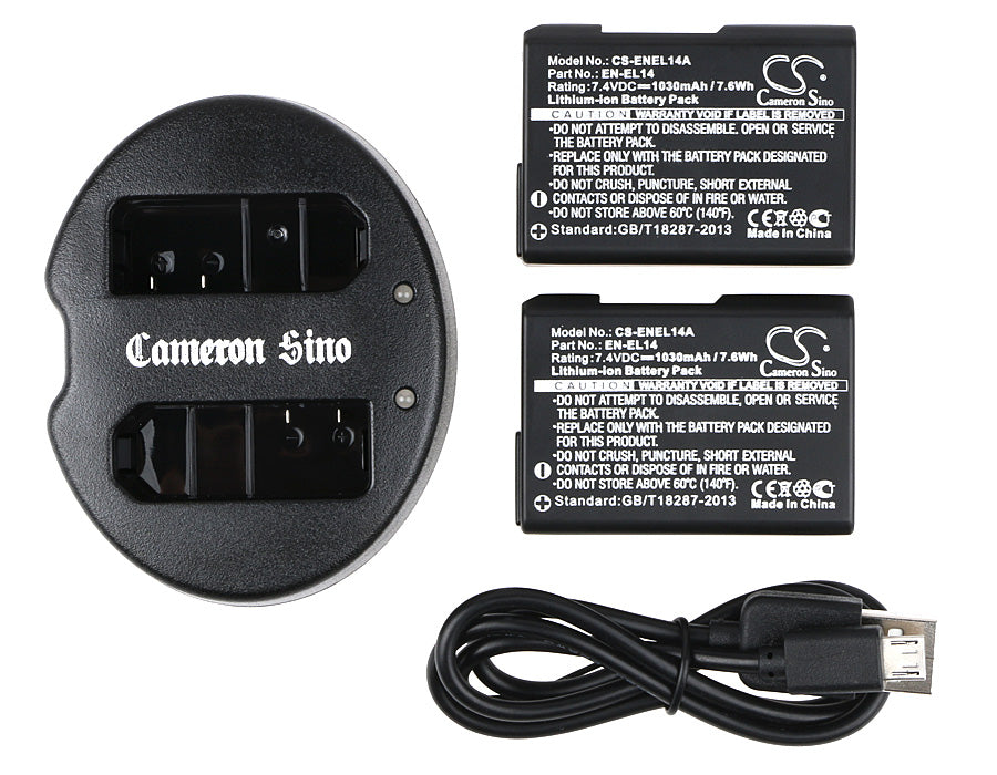 Nikon Coolpix Compatible Battery and USB Charging Set - Includes 2 CS-ENEL14A, 1 DF-ENEL14UH, and USB Cable Cosmetic Mirror Cameron Sino Technology Limited