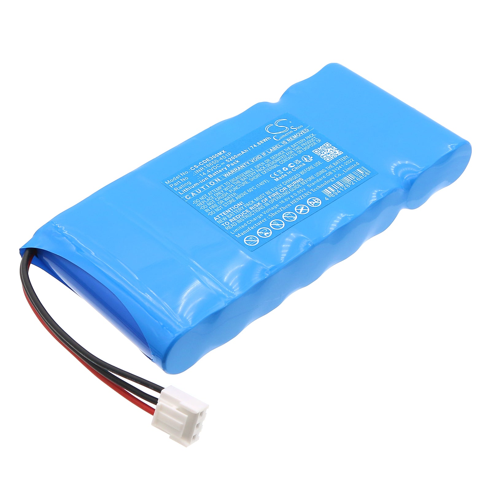 14.4V, Li-ion, 5200mAh, Battery fits Cardio E3, 74.88Wh Medical Cameron Sino Technology Limited
