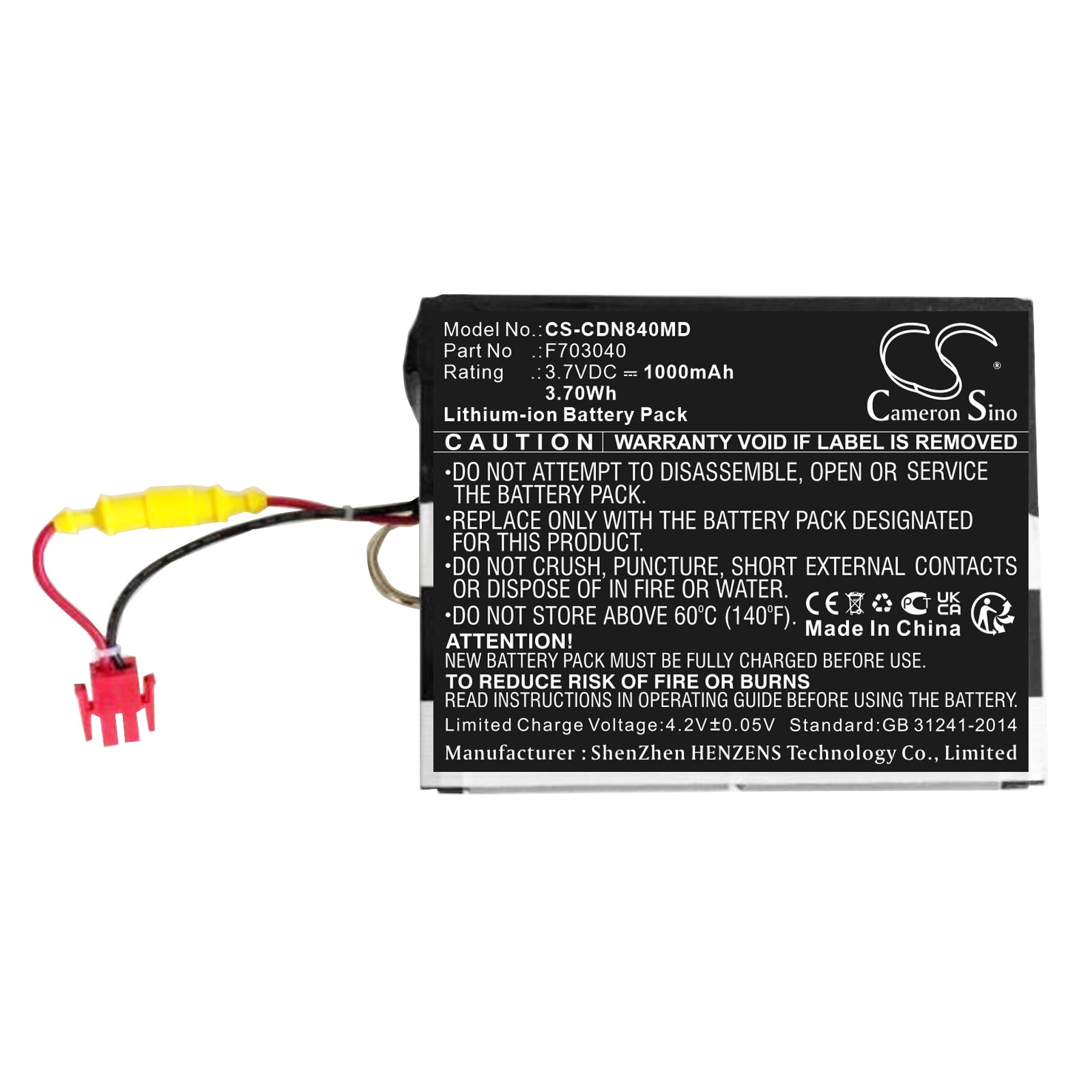 Li-ion, Medical Battery fits Covidien Puritan Bennett 840, 3.7V, 1000mAh Medical Cameron Sino Technology Limited