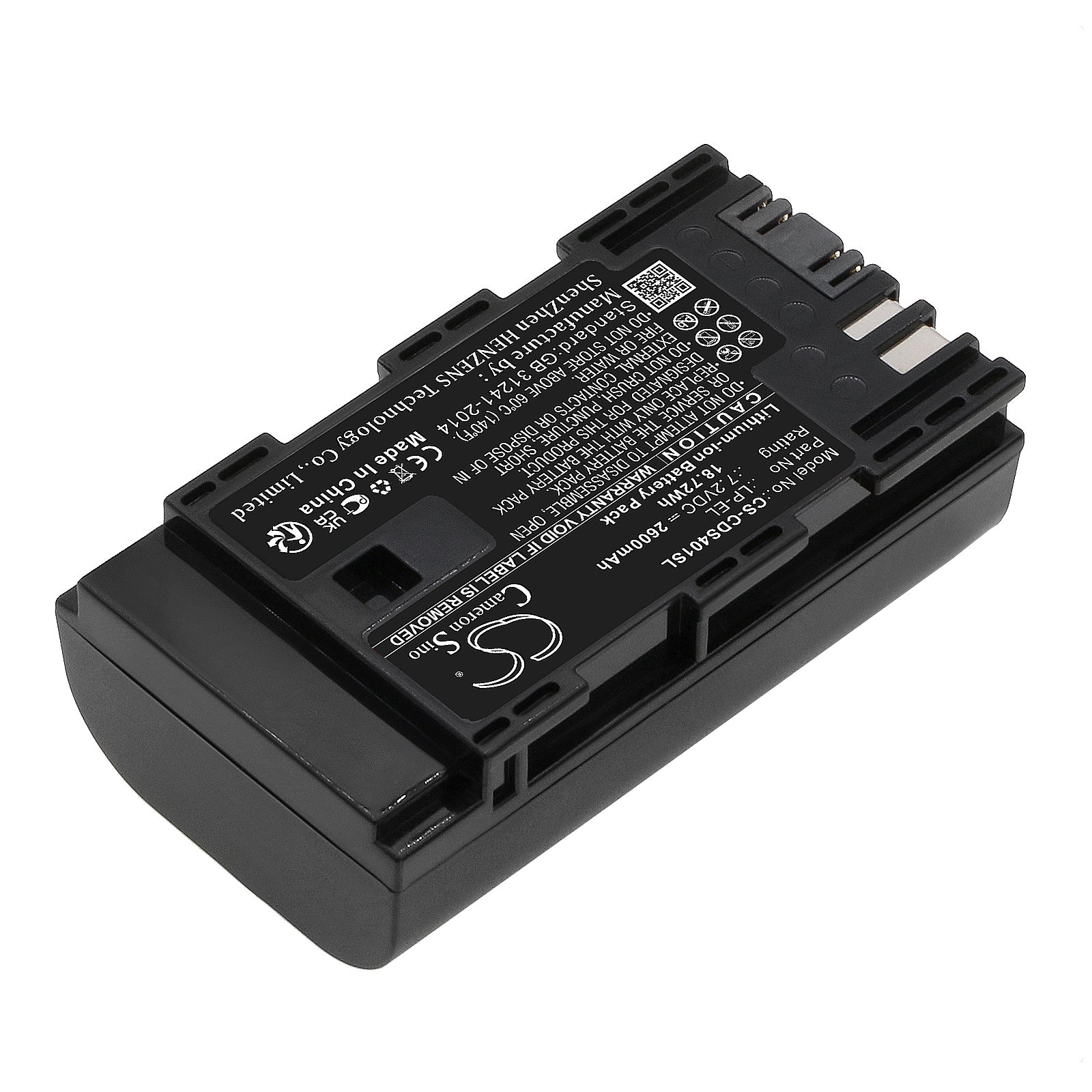 Li-ion, Strobe Lighting Battery fits Canon Ds401231, Speedlite El‑1, 7.2V, 2600mAh Strobe Lighting Cameron Sino Technology Limited