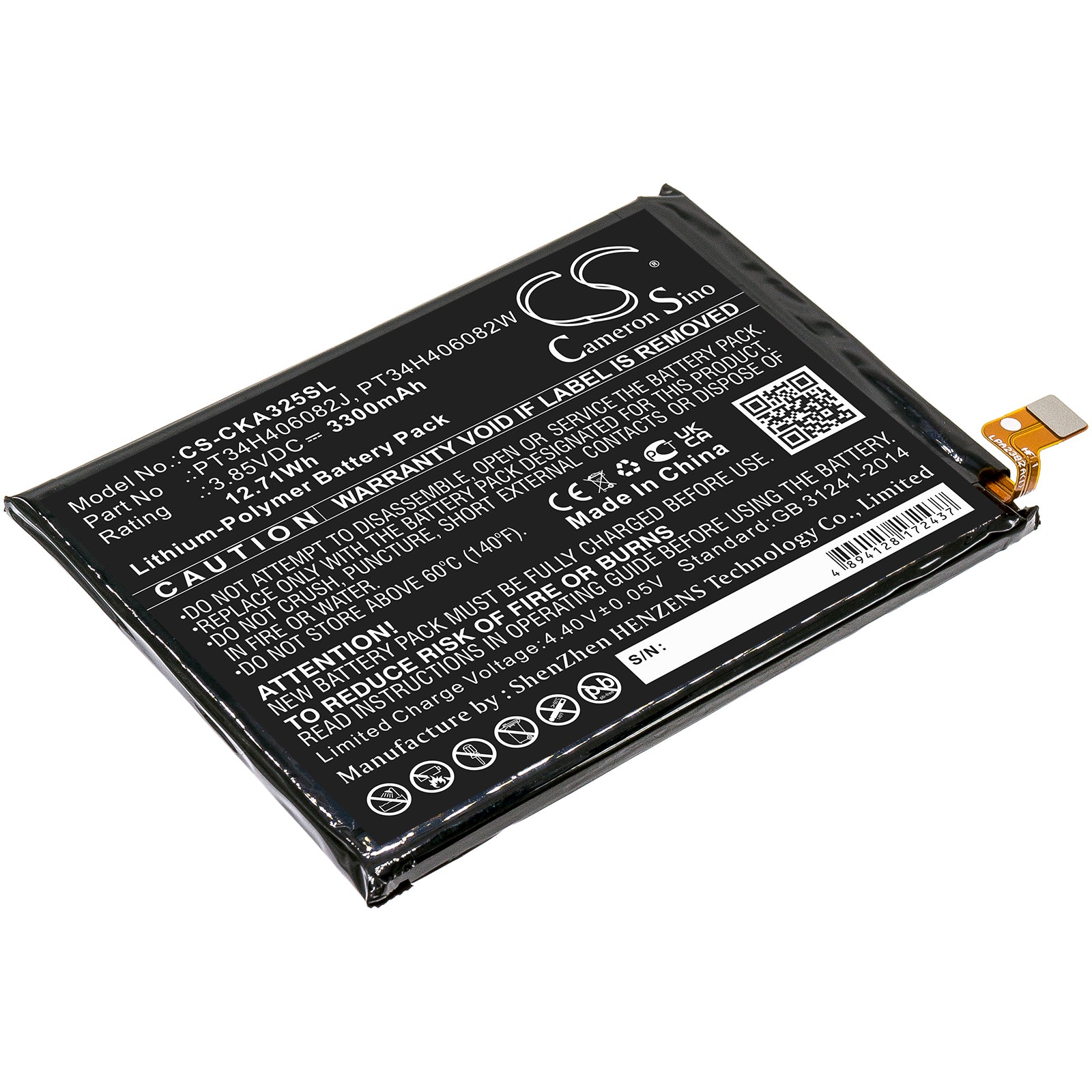 Li-Polymer, Mobile, SmartPhone Battery fits Blu B140dl, View 3, 3.85V, 3300mAh Mobile, SmartPhone Cameron Sino Technology Limited