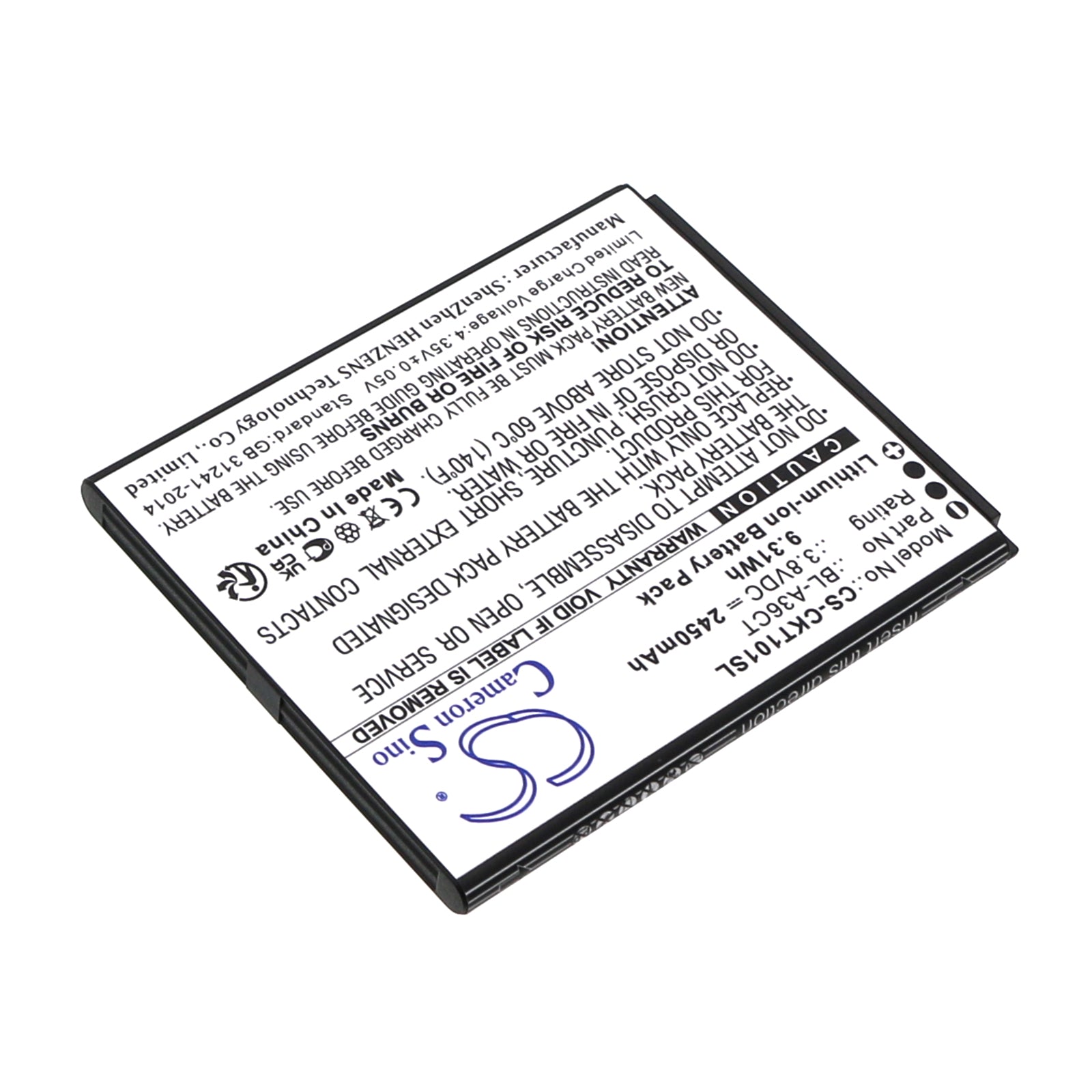 Li-ion, Mobile, SmartPhone Battery fits Cricket Debut Smart, Sl101ae, 3.8V, 2450mAh Mobile, SmartPhone Cameron Sino Technology Limited