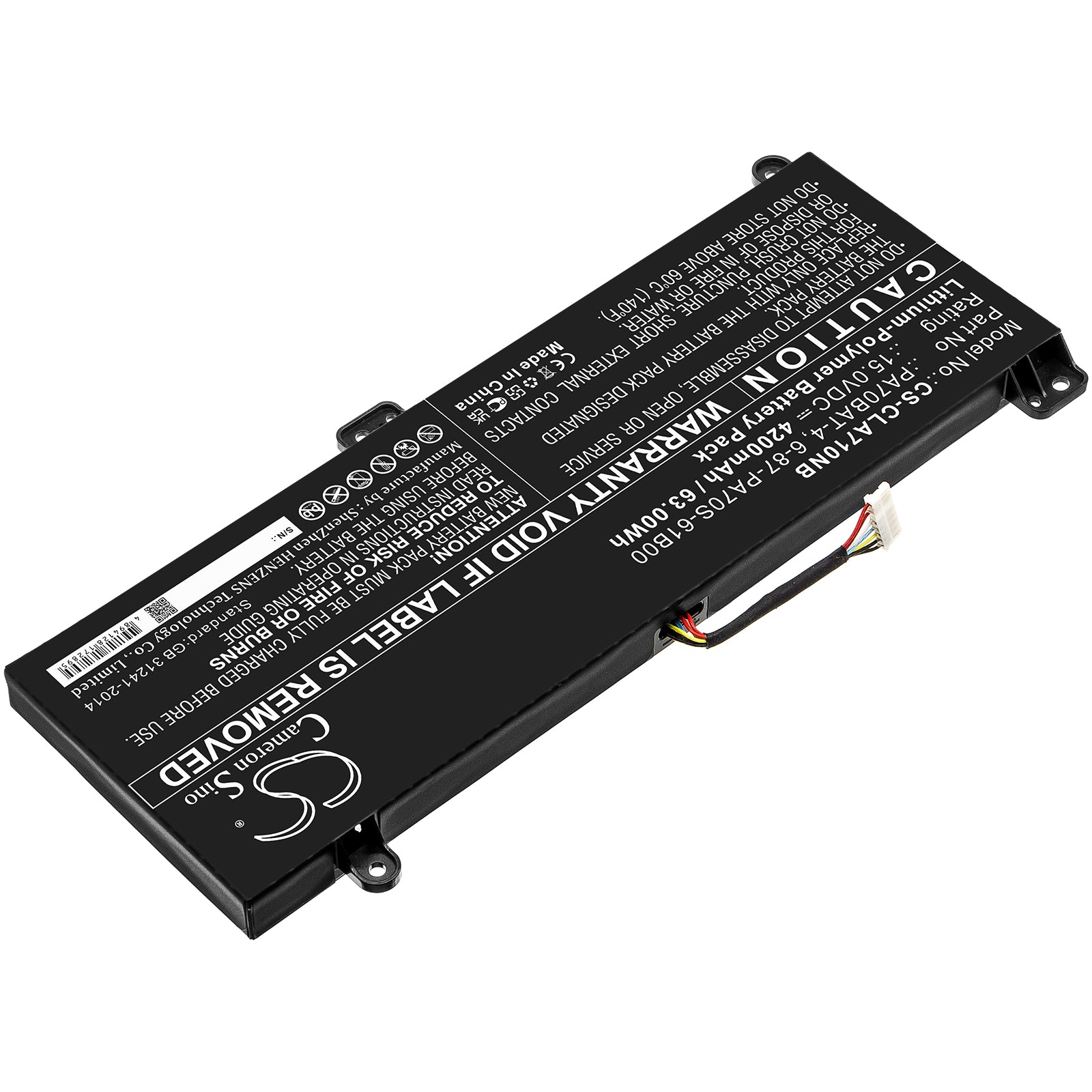 Li-Polymer, Notebook, Laptop Battery fits Powerspec Powerspec 1710, Wooking S17 Pro-8u, 15.0V, 4200mAh Notebook, Laptop Cameron Sino Technology Limited