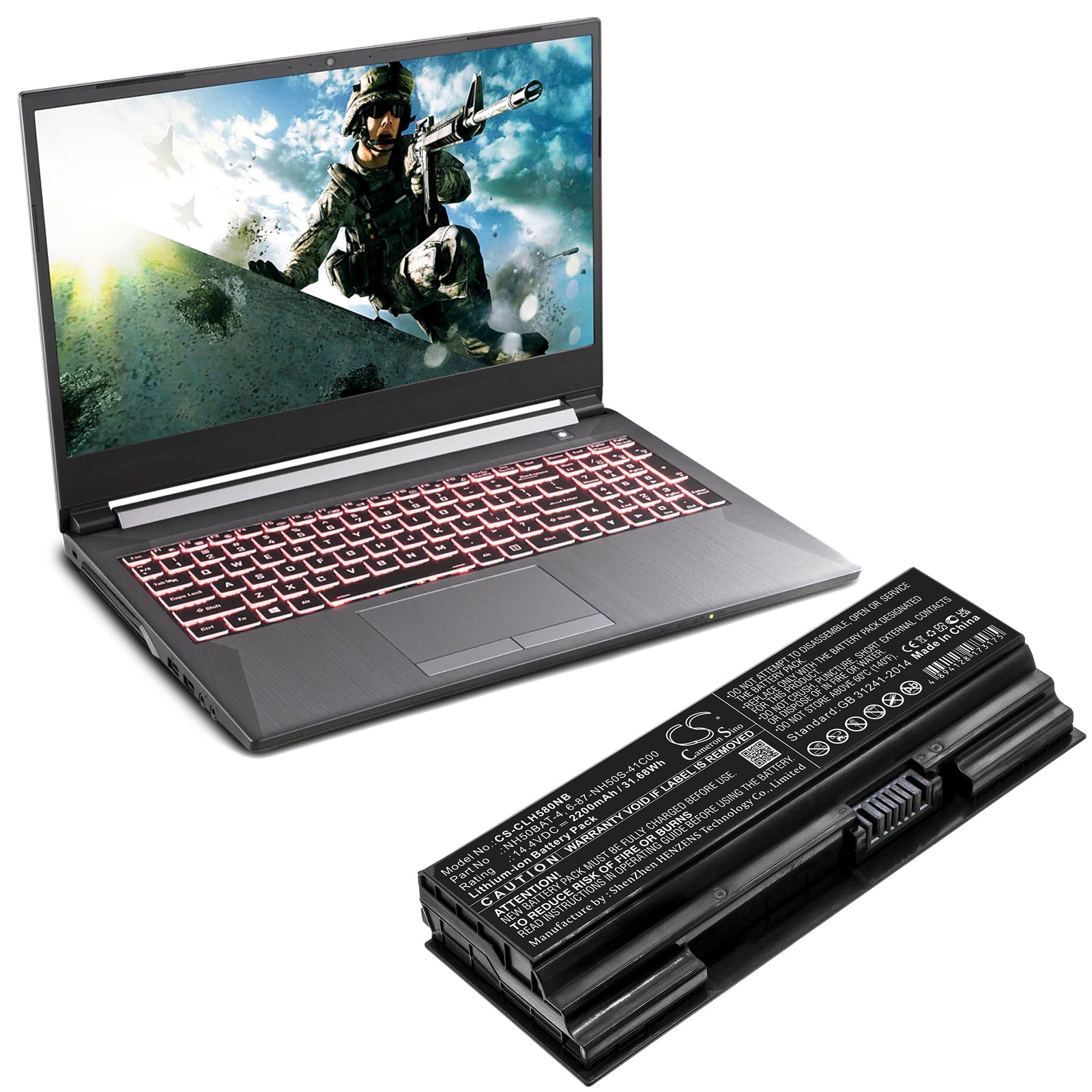 Li-ion, Notebook, Laptop Battery fits Clevo Nh50ed, Nh50ra, 14.4V, 2200mAh Notebook, Laptop Cameron Sino Technology Limited
