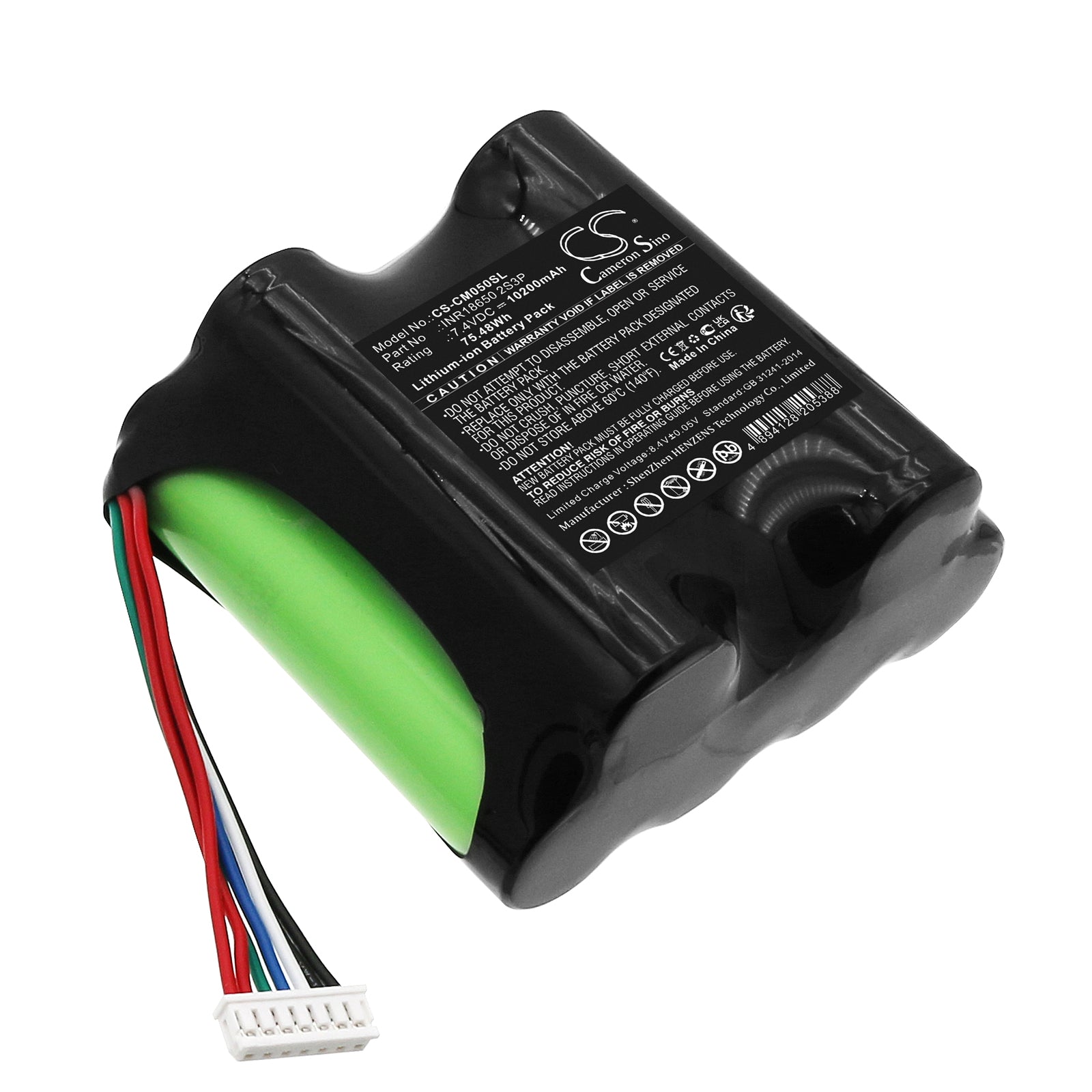 Li-ion, Battery Pack Battery fits Custom Battery Pack, 7.4V, 10200mAh Battery Pack Cameron Sino Technology Limited