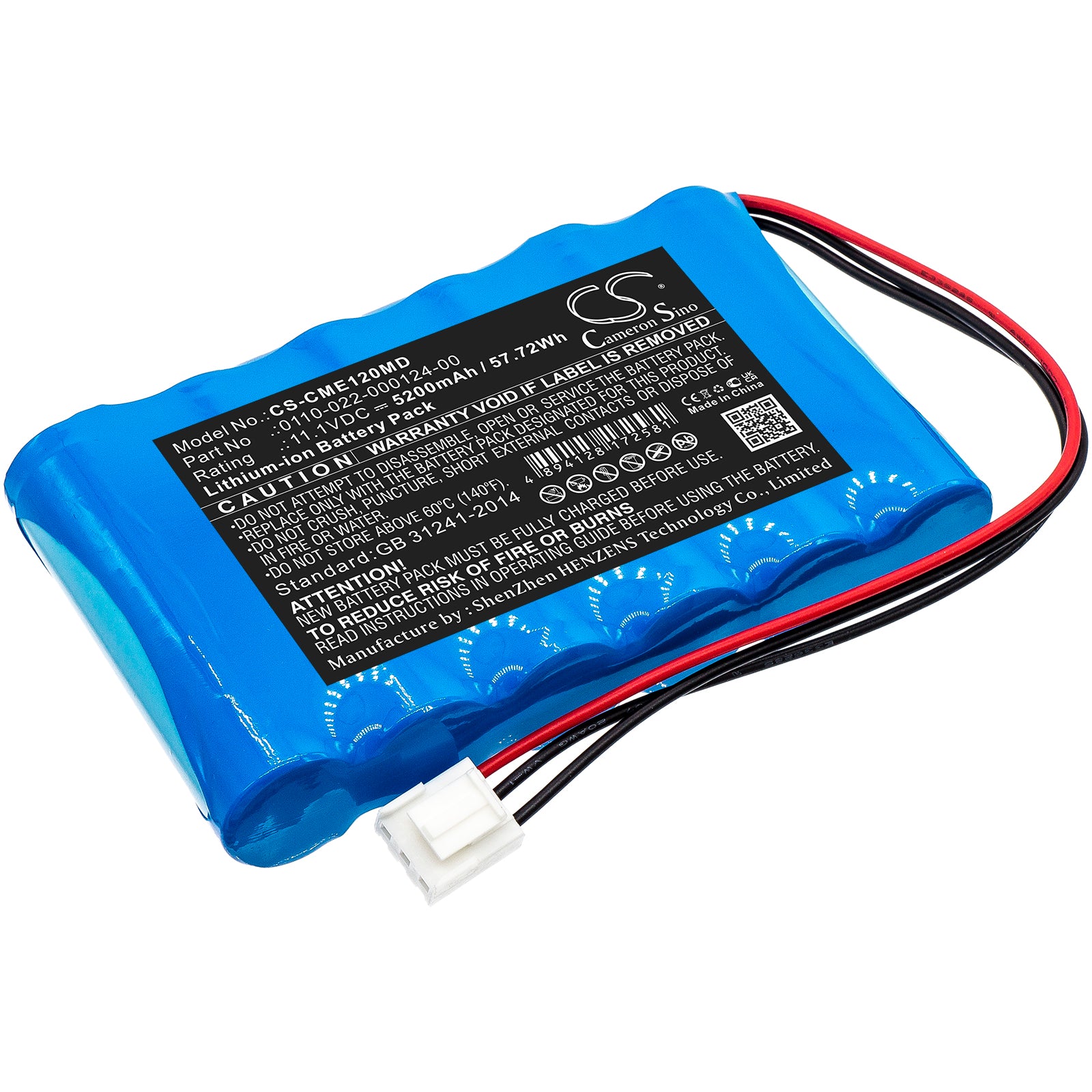 Li-ion, Medical Battery fits Comen Cm-1200a Ecg, 11.1V, 5200mAh Medical Cameron Sino Technology Limited