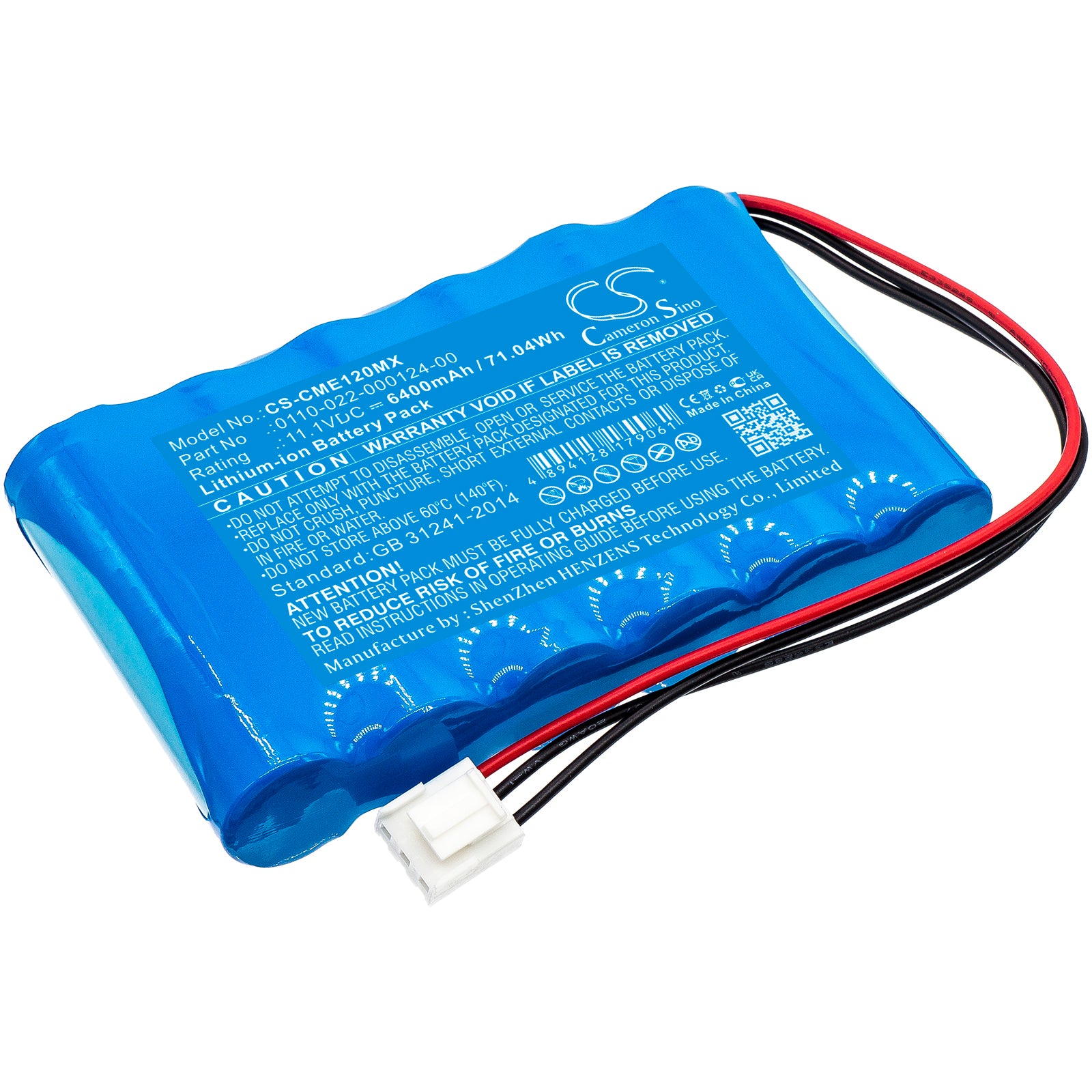 Li-ion, Medical Battery fits Comen Cm-1200a Ecg, 11.1V, 6400mAh Medical Cameron Sino Technology Limited