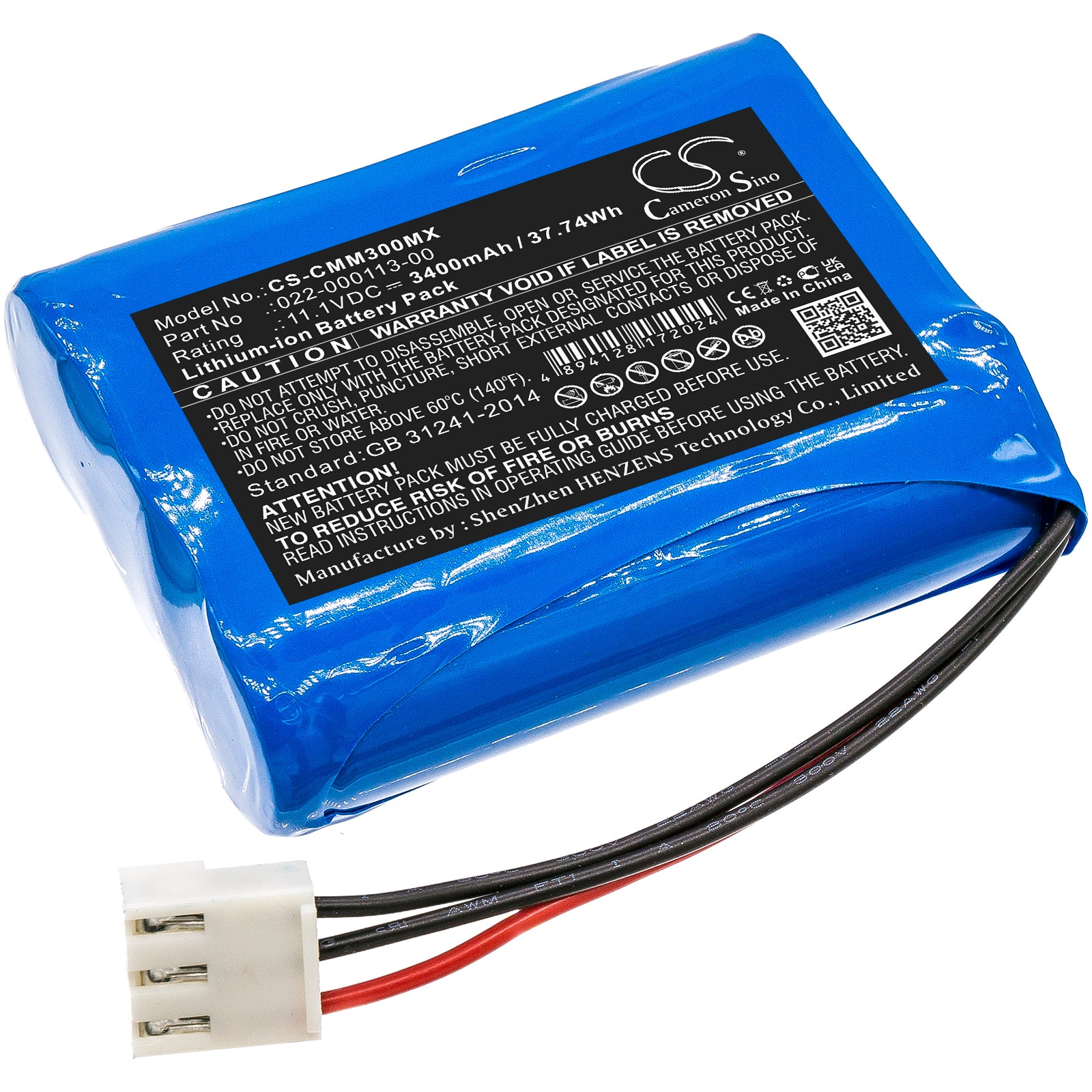 Li-ion, Medical Battery fits Comen Cm300, M200, 11.1V, 3400mAh Medical Cameron Sino Technology Limited