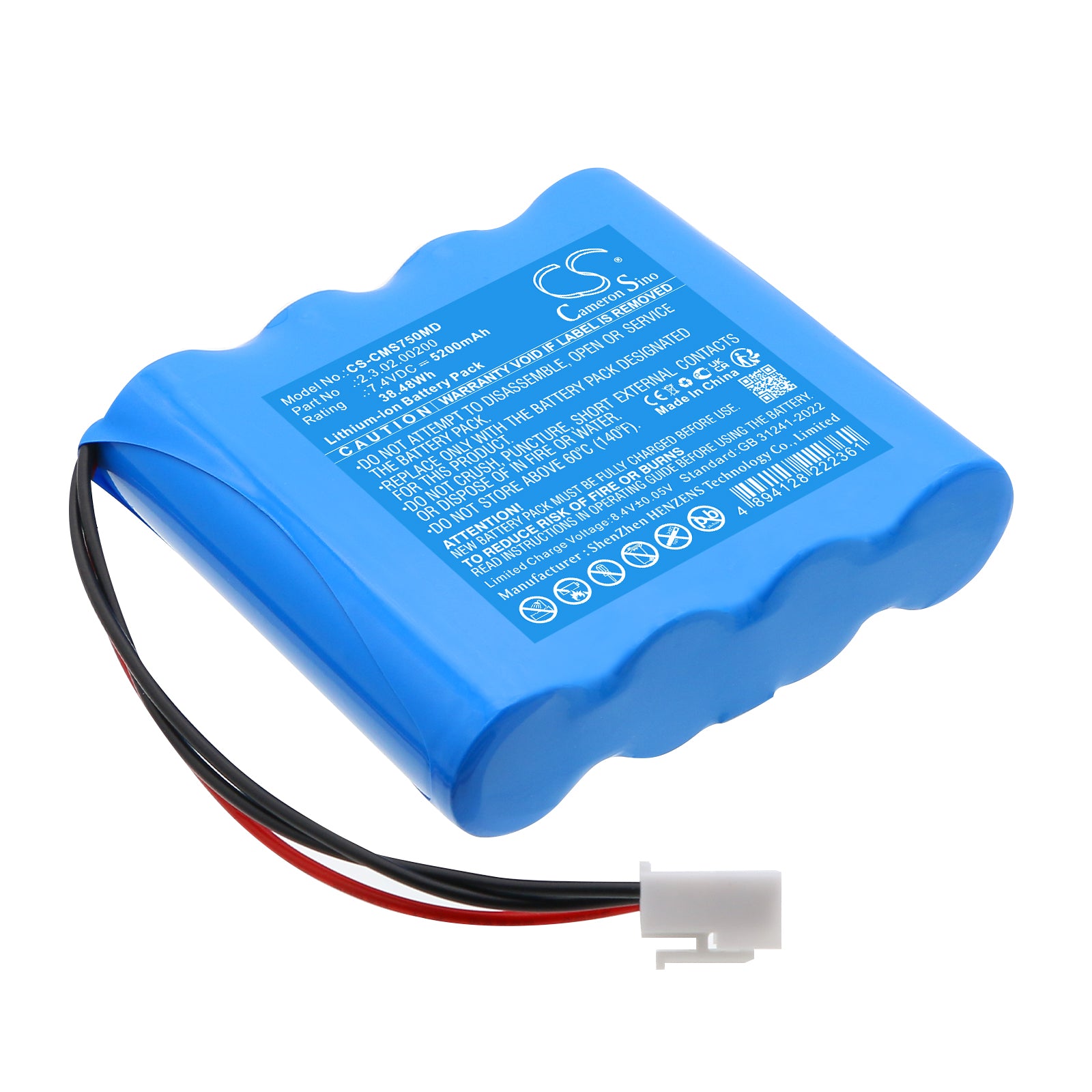 7.4V, Li-ion, 5200mAh, Battery fits CONTEC HMS7500, 38.48Wh Medical Cameron Sino Technology Limited