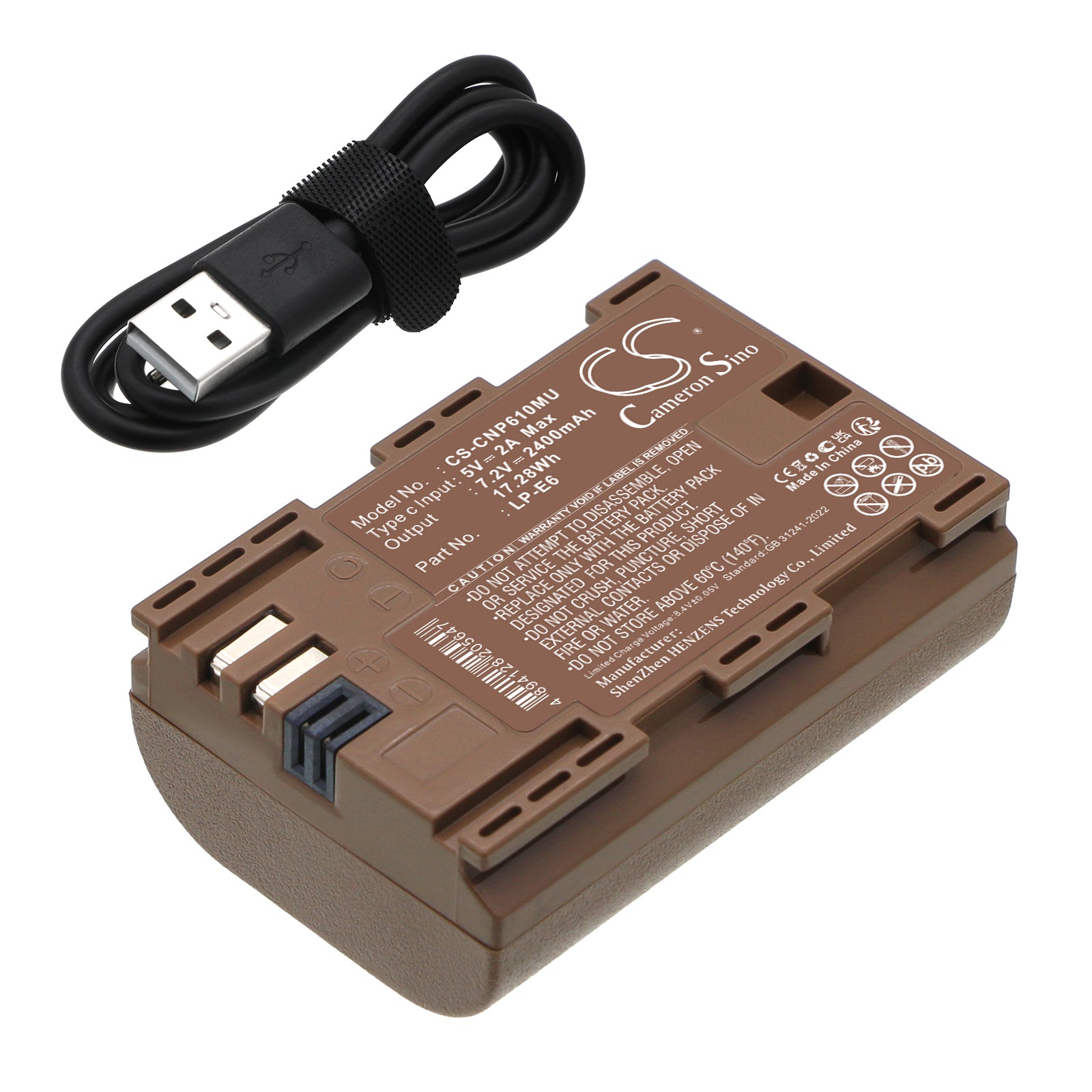 7.2V, Li-ion, 2400mAh, Battery fits Canon EOS 5D Mark II, EOS 5D Mark III, 17.28Wh Camera Cameron Sino Technology Limited