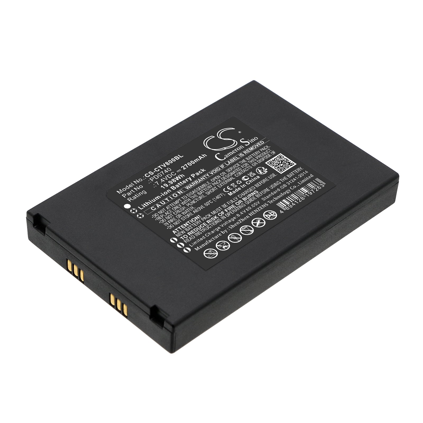 Li-ion, Payment Terminal Battery fits Centerm K9, V8, 7.4V, 2700mAh Payment Terminal Cameron Sino Technology Limited