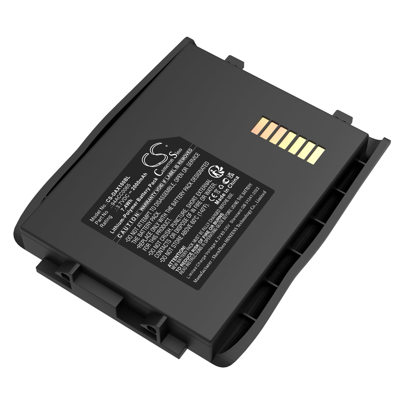 3.7V, Li-Polymer, 2000mAh, Battery fits Datalogic LYNX, 7.4Wh Barcode Scanner Cameron Sino Technology Limited
