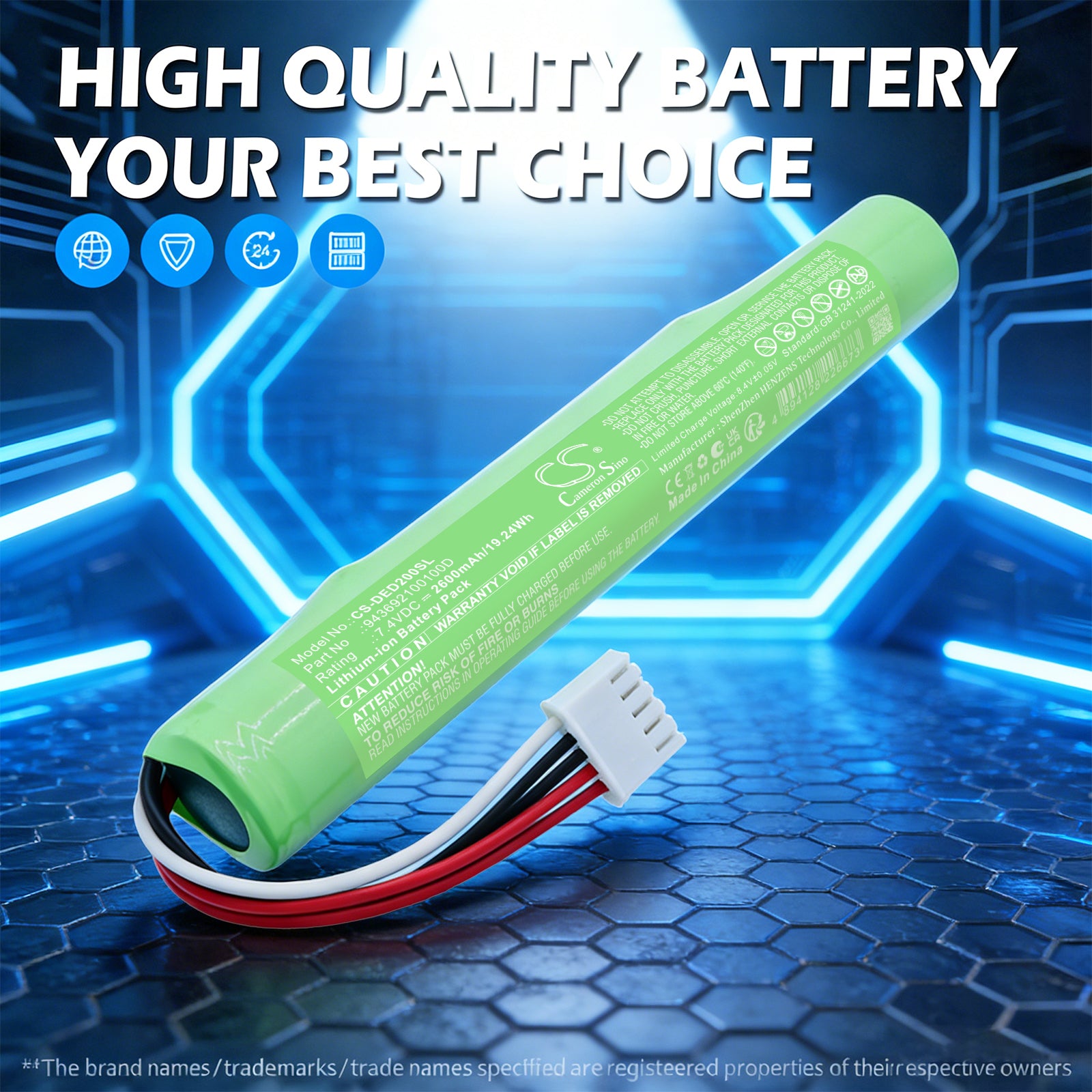 7.4V, Li-ion, 2600mAh, Battery fits Denon Envaya DSB-200, 19.24Wh Speaker Cameron Sino Technology Limited