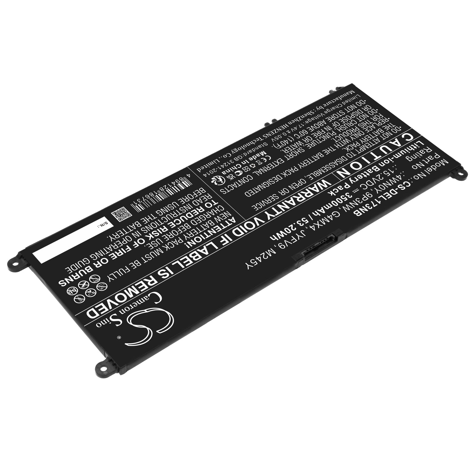 Li-ion, Notebook, Laptop Battery fits Dell Inspiron 13 7353, Inspiron 13 7577, 15.2V, 3500mAh Notebook, Laptop Cameron Sino Technology Limited