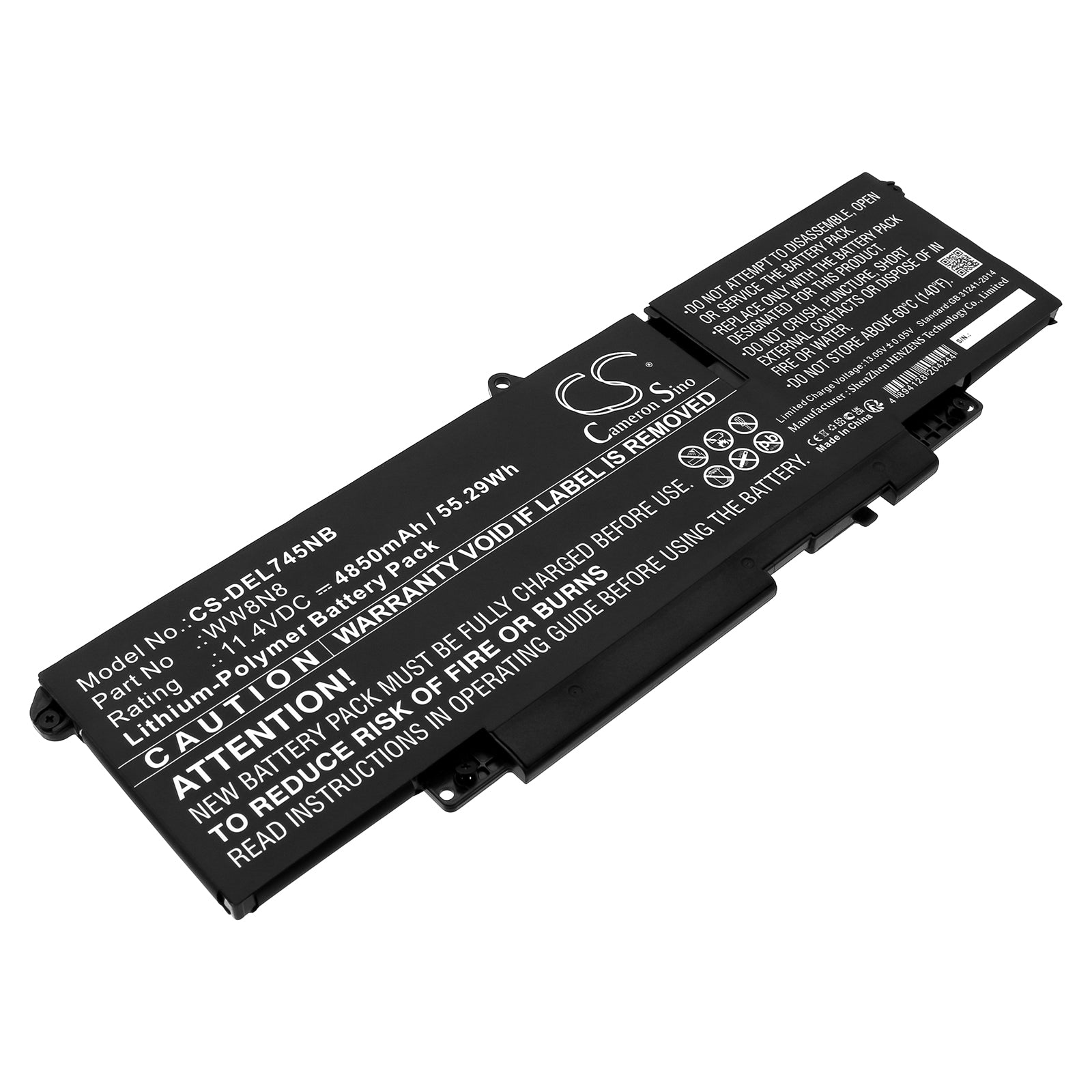 Li-ion, Notebook, Laptop Battery fits Dell Latitude 7340, Latitude 7340 2-in-1, 11.4V, 4850mAh Notebook, Laptop Cameron Sino Technology Limited