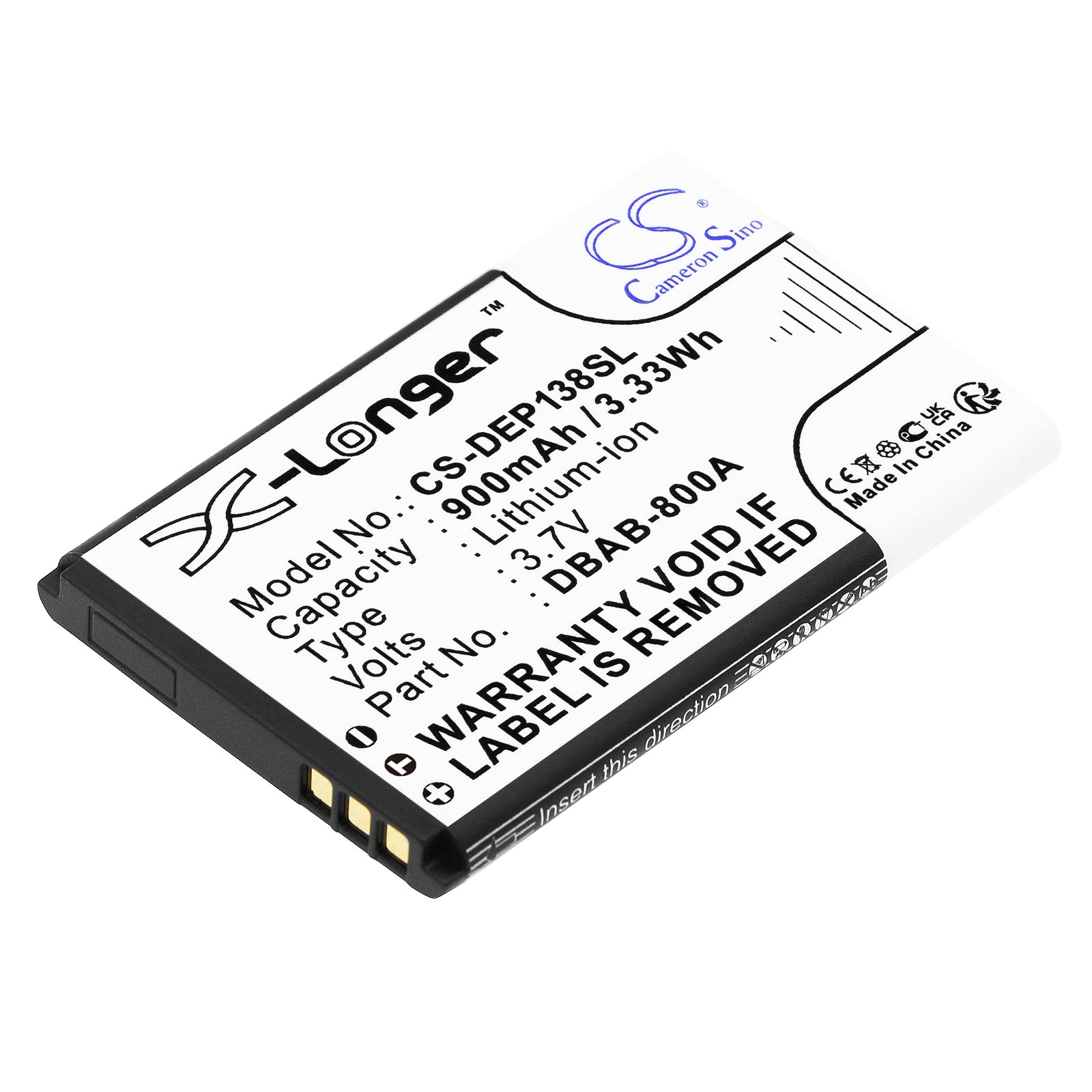 Li-ion, Mobile, SmartPhone Battery fits Doro 1378, 1380, 3.7V, 900mAh Mobile, SmartPhone Cameron Sino Technology Limited