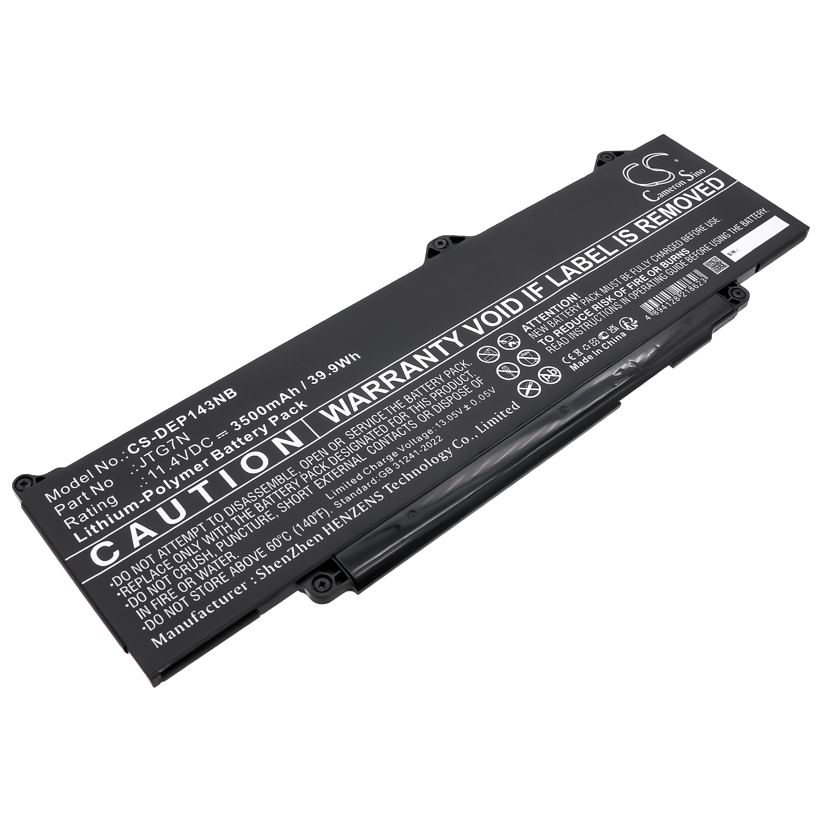 11.4V, Li-Polymer, 3500mAh, Battery fits Dell Latitude 13 5340, Latitude 14 3440 DDR4, 39.9Wh Notebook, Laptop Cameron Sino Technology Limited