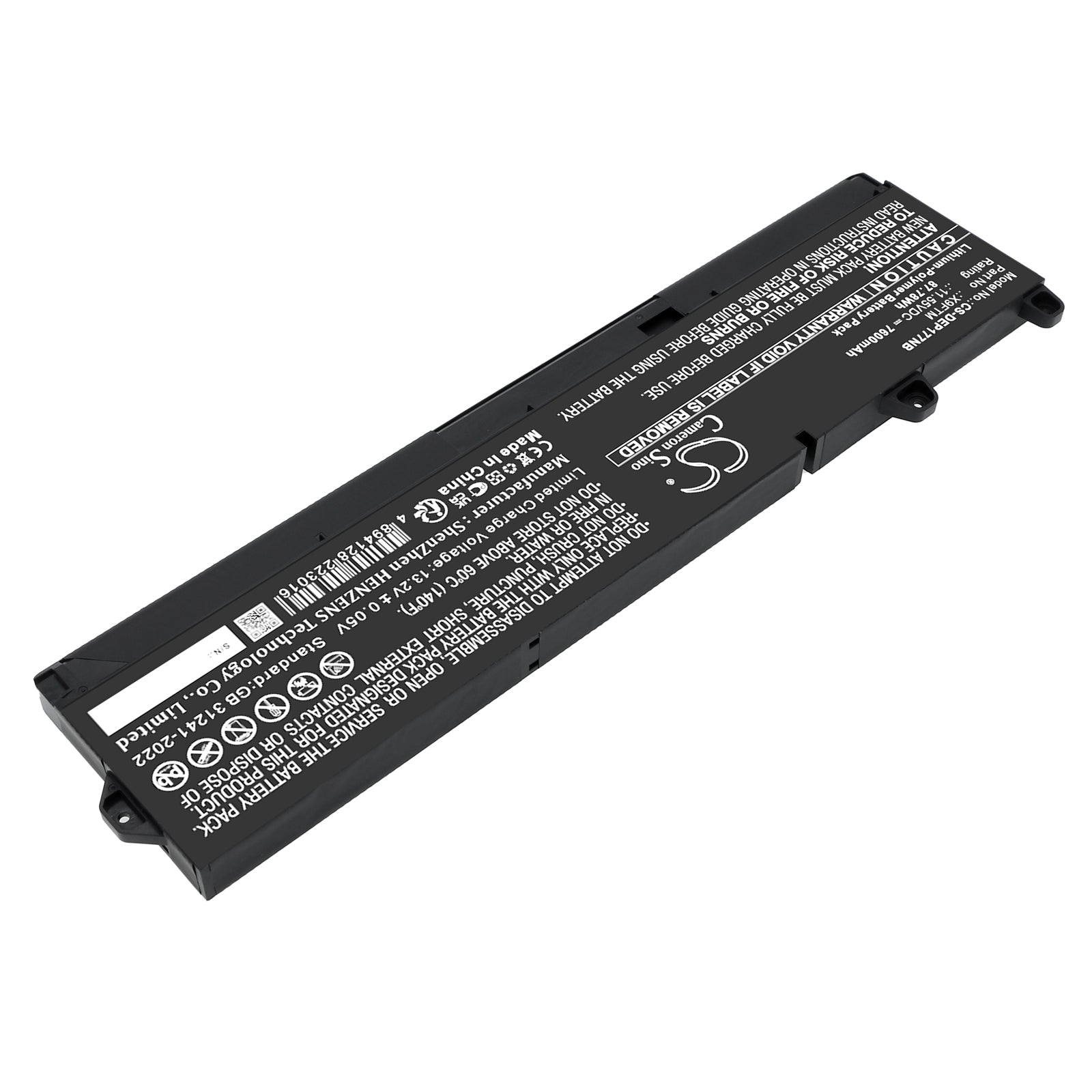 11.55V, Li-Polymer, 7600mAh, Battery fits Dell Precision 17 7770, Precision 7670 Performance, 87.78Wh Notebook, Laptop Cameron Sino Technology Limited
