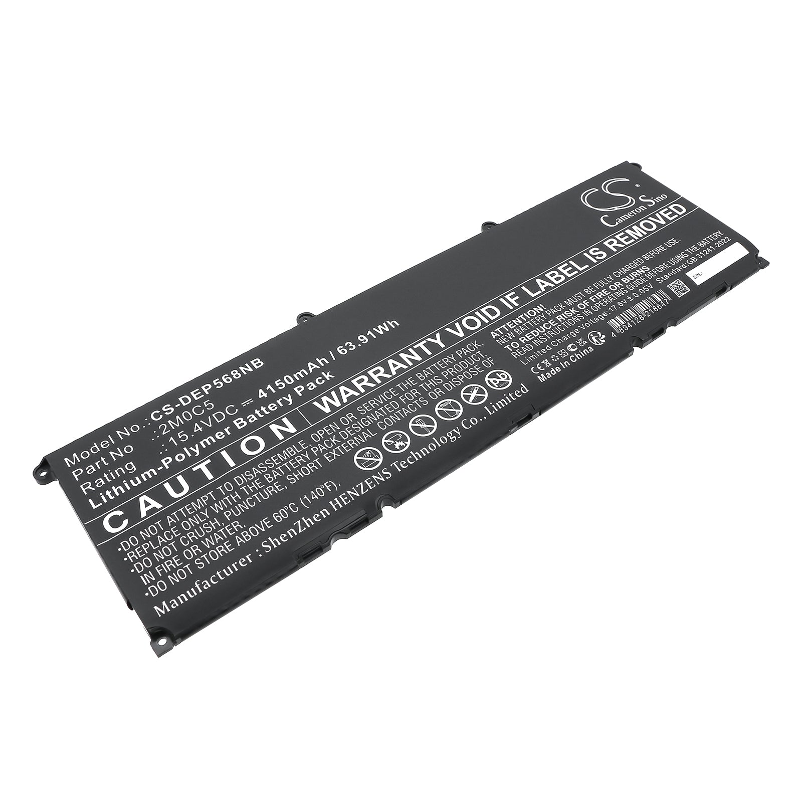 15.4V, Li-Polymer, 4150mAh, Battery fits Dell Precision 5680, 63.91Wh Notebook, Laptop Cameron Sino Technology Limited