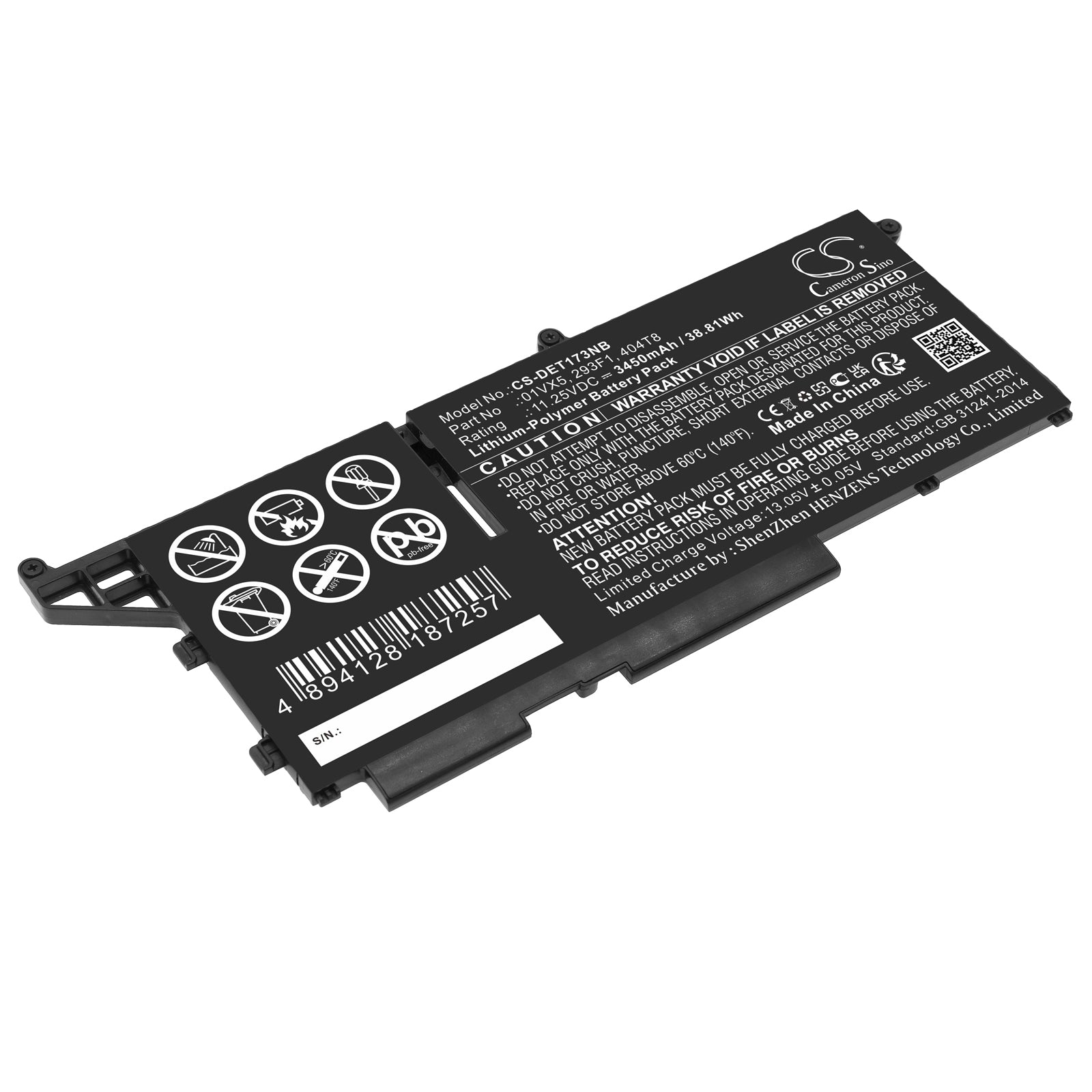 Li-Polymer, Notebook, Laptop Battery fits Dell Latitude 13 7330, Latitude 7330 Rugged Extreme, 11.25V, 3450mAh Notebook, Laptop Cameron Sino Technology Limited
