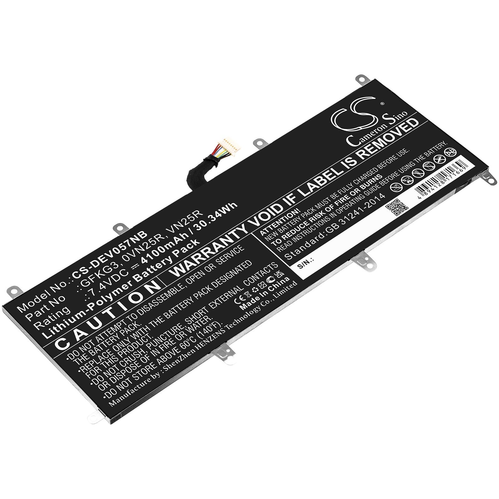 Li-Polymer, Notebook, Laptop Battery fits Dell Venue 10 Pro, Venue 10 Pro 5056, 7.4V, 4100mAh Notebook, Laptop Cameron Sino Technology Limited