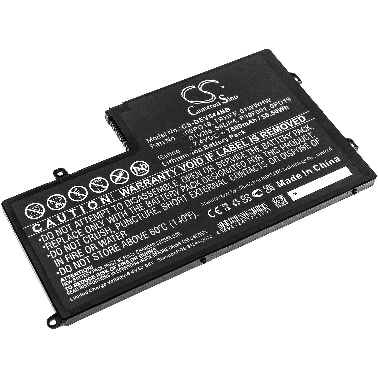 Li-ion, Notebook, Laptop Battery fits Dell Dl011307-prr13g01, Ins14md-1328r, 7.4V, 7500mAh Notebook, Laptop Cameron Sino Technology Limited
