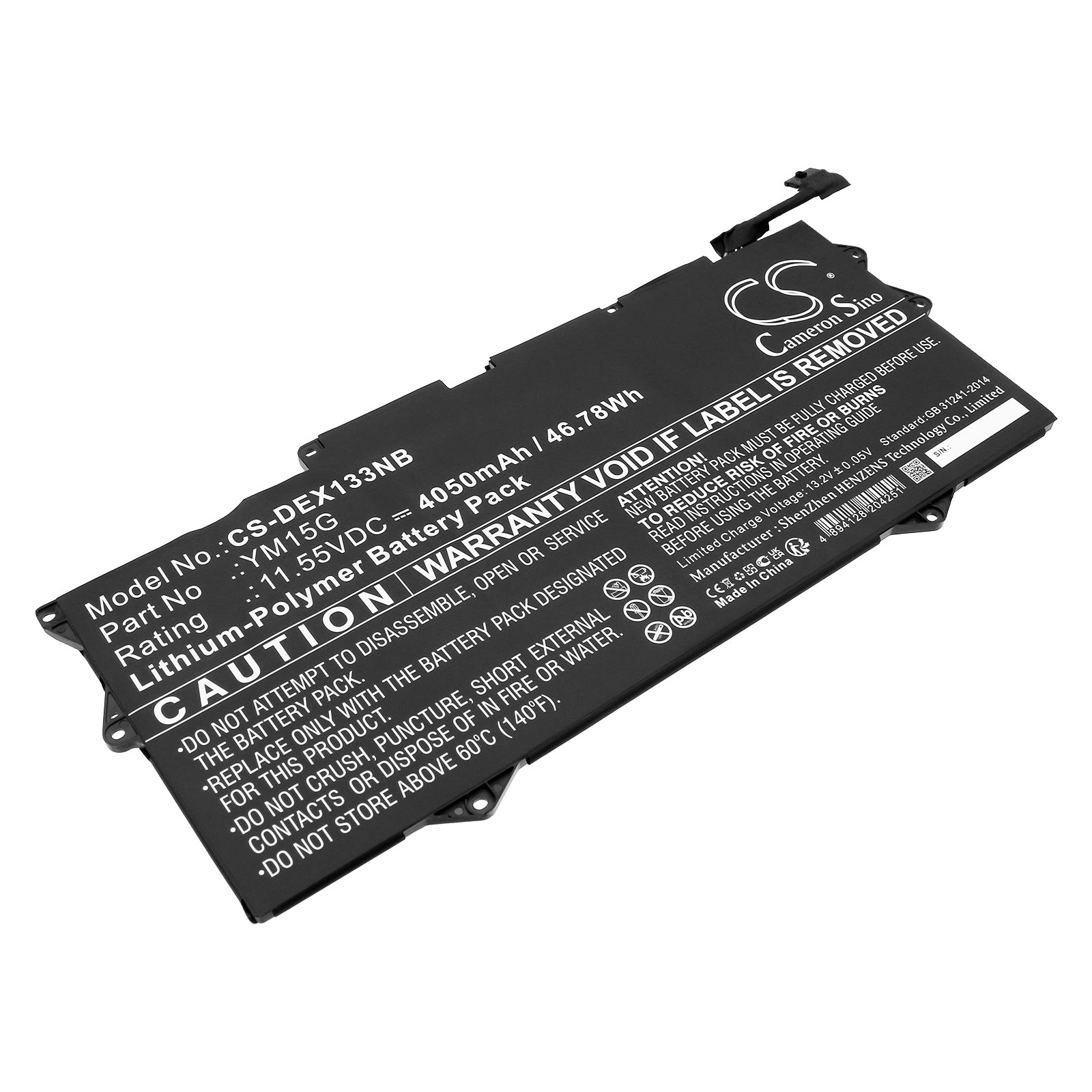 Li-ion, Notebook, Laptop Battery fits Dell Xps 13 9315, Xps 13 9315-c0nnp, 11.55V, 4050mAh Notebook, Laptop Cameron Sino Technology Limited