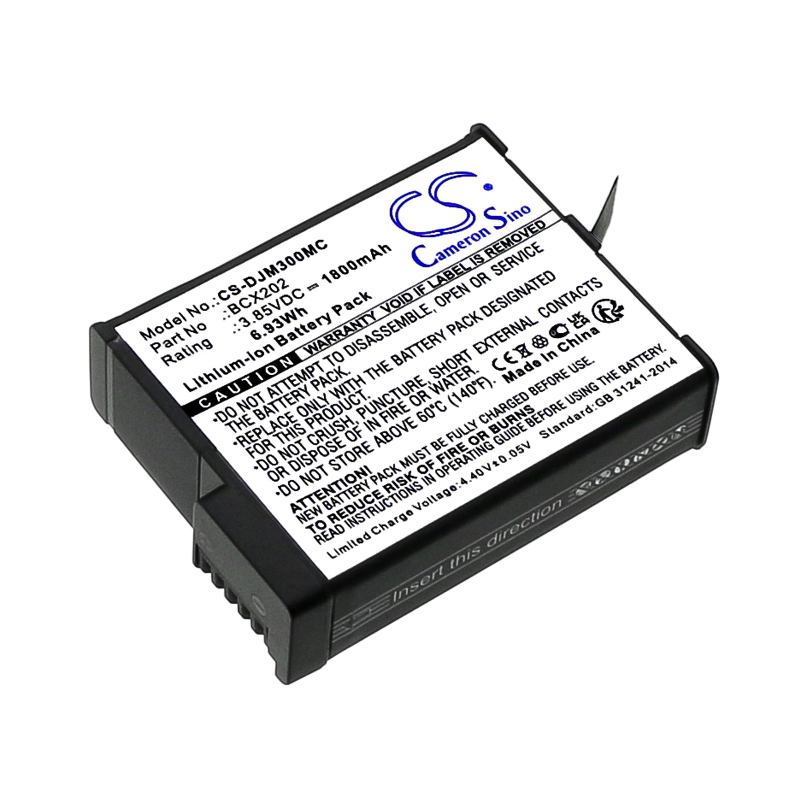 Li-ion, Camera Battery fits Dji Osmo Action 3, Osmo Action 4, 3.85V, 1800mAh Camera Cameron Sino Technology Limited