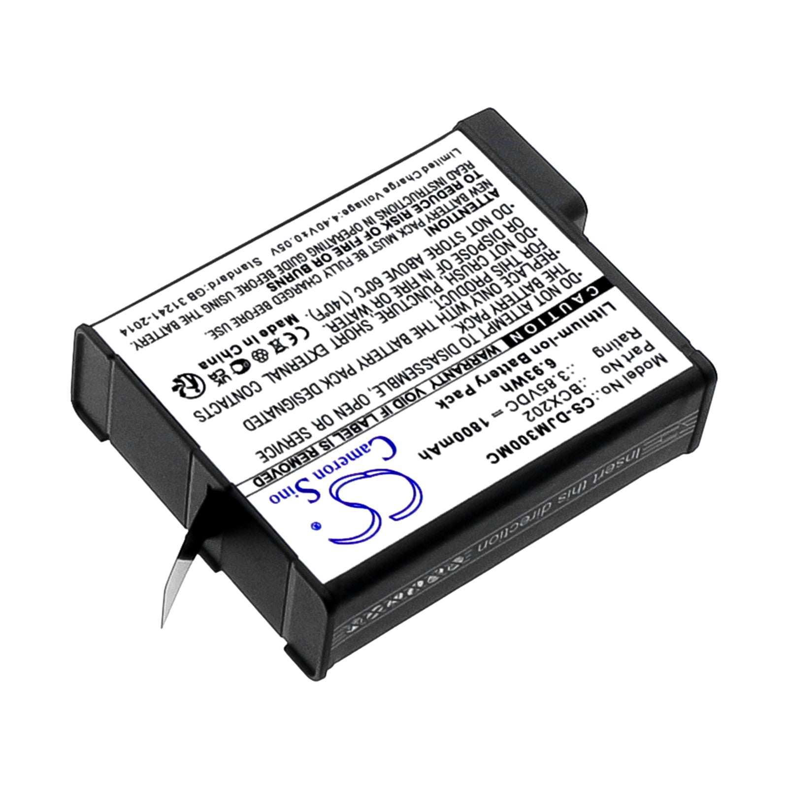 Li-ion, Camera Battery fits Dji Osmo Action 3, Osmo Action 4, 3.85V, 1800mAh Camera Cameron Sino Technology Limited